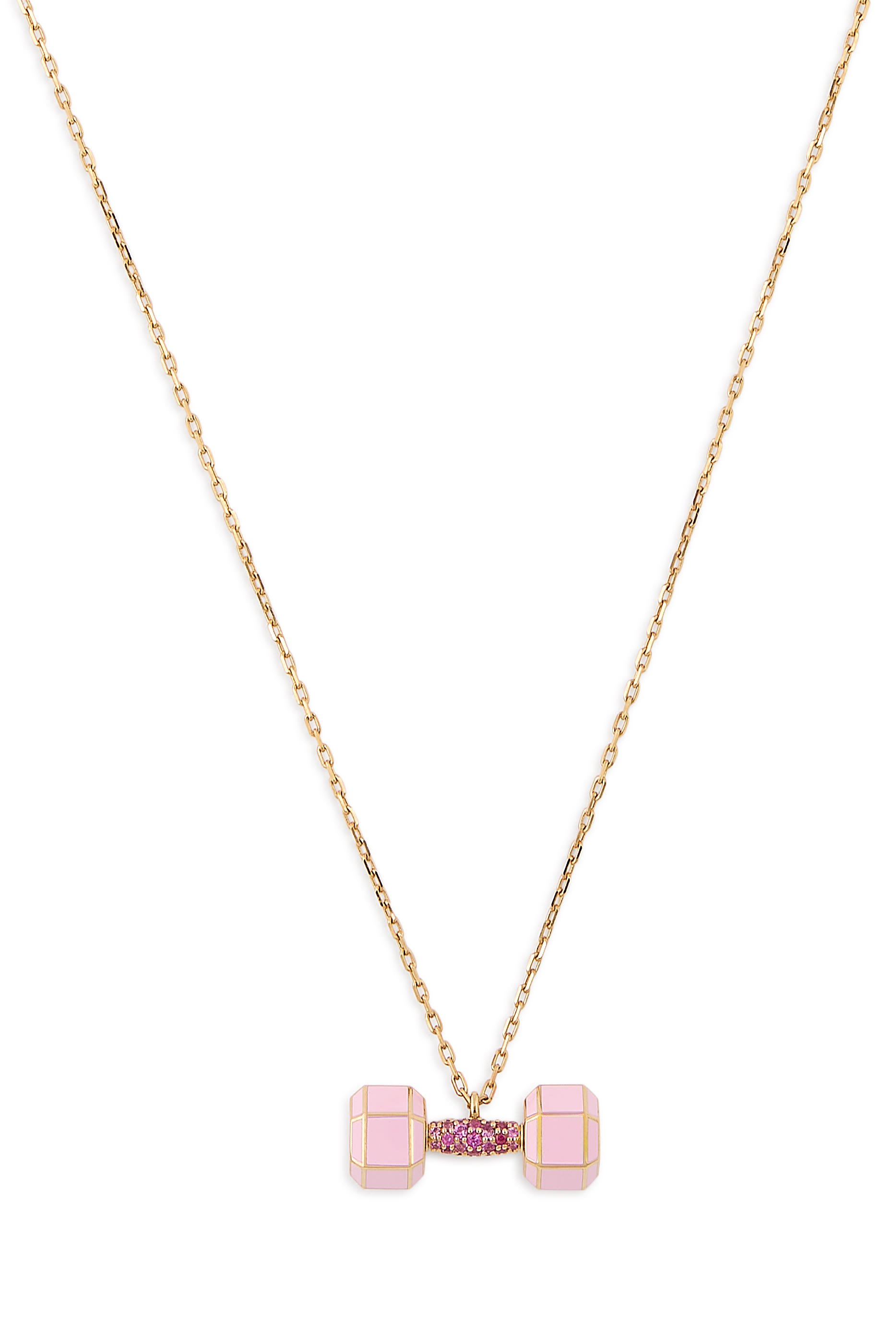 Dumbbell Pendant, 18k Rose Gold & Sapphires, Enamel