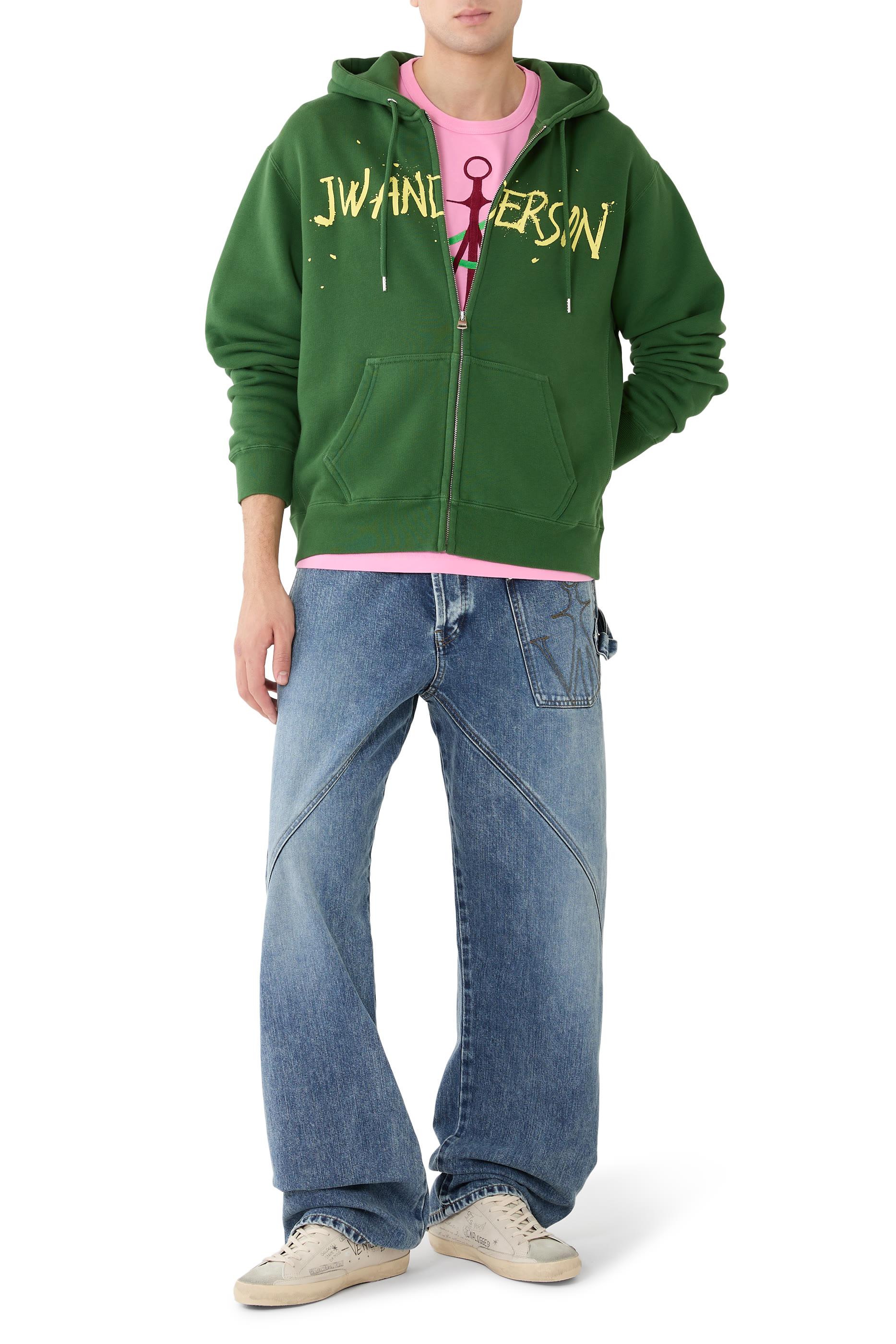 Zip-Front Print Hoodie