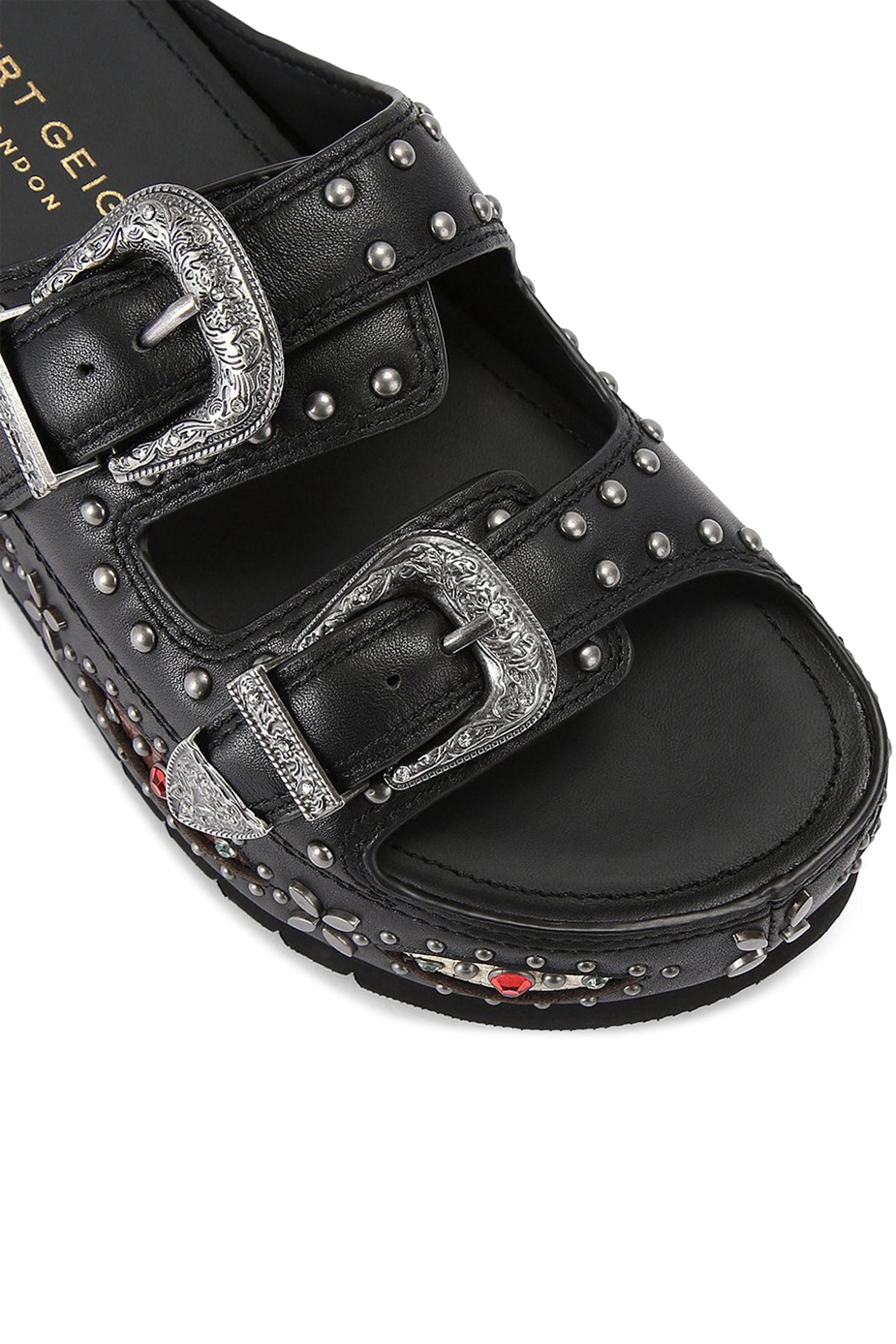 Western Buckle Flatform Sandals
