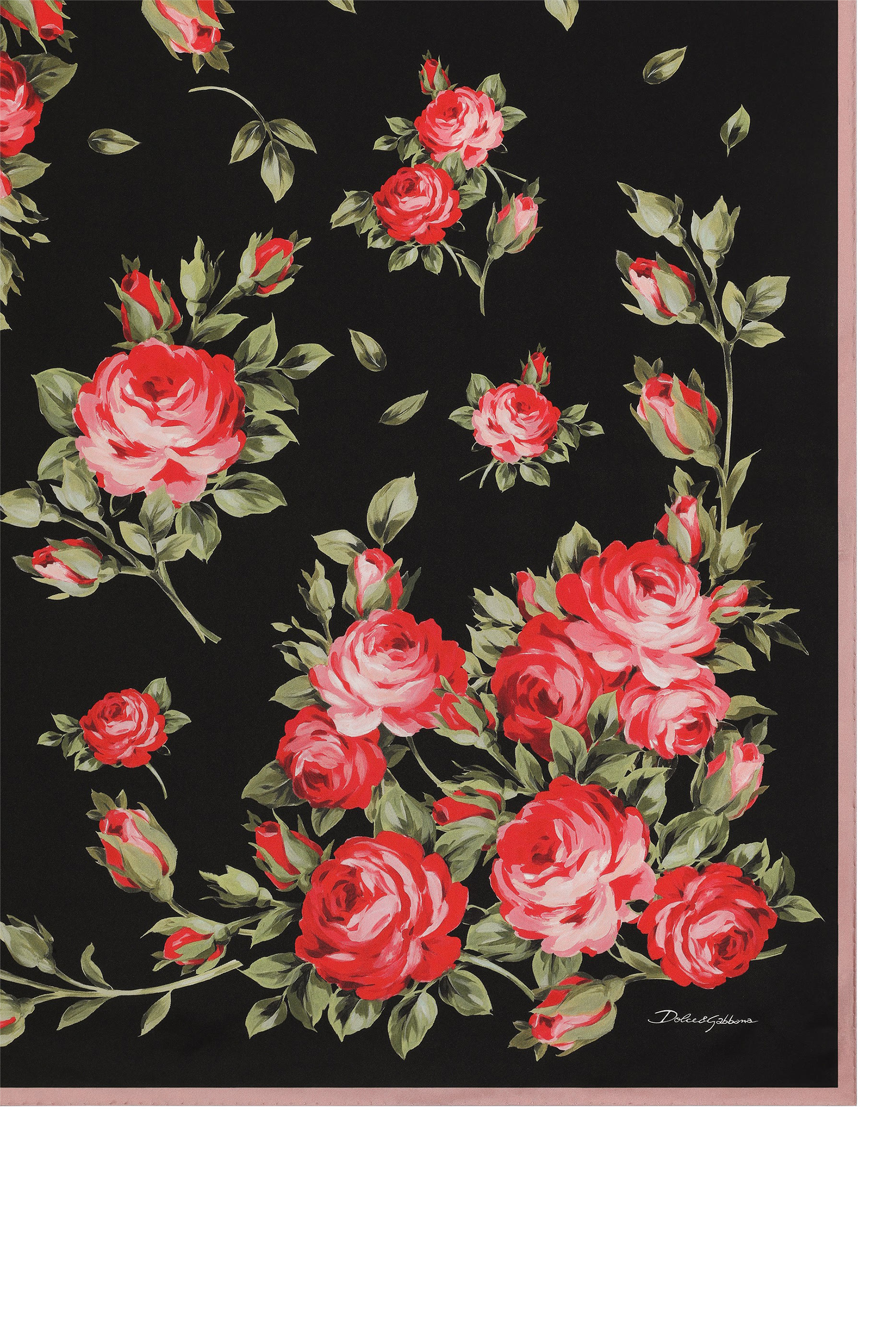 Rose Bouquet-Print Silk Twill Scarf