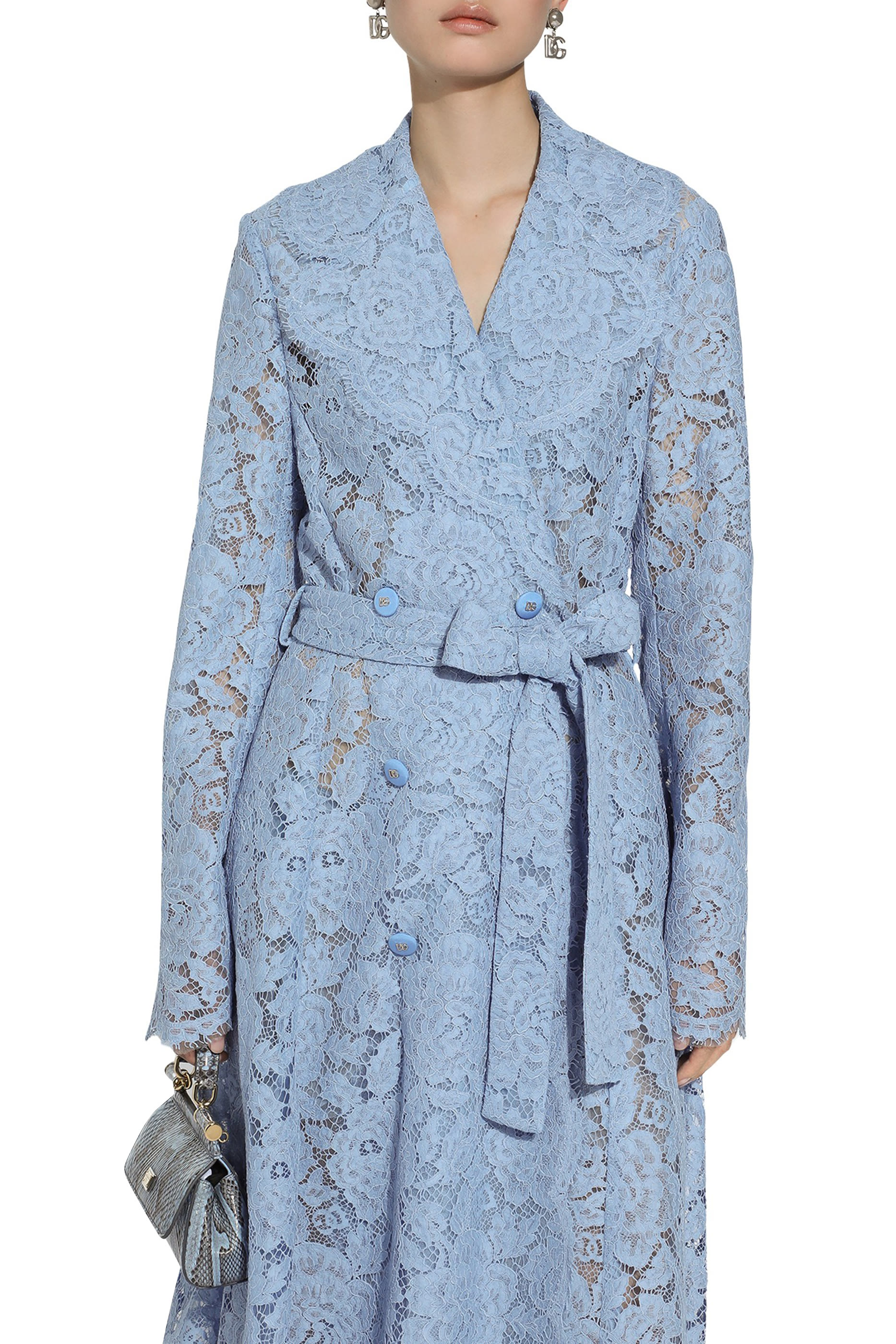 Floral Cordonetto Lace Trench Coat