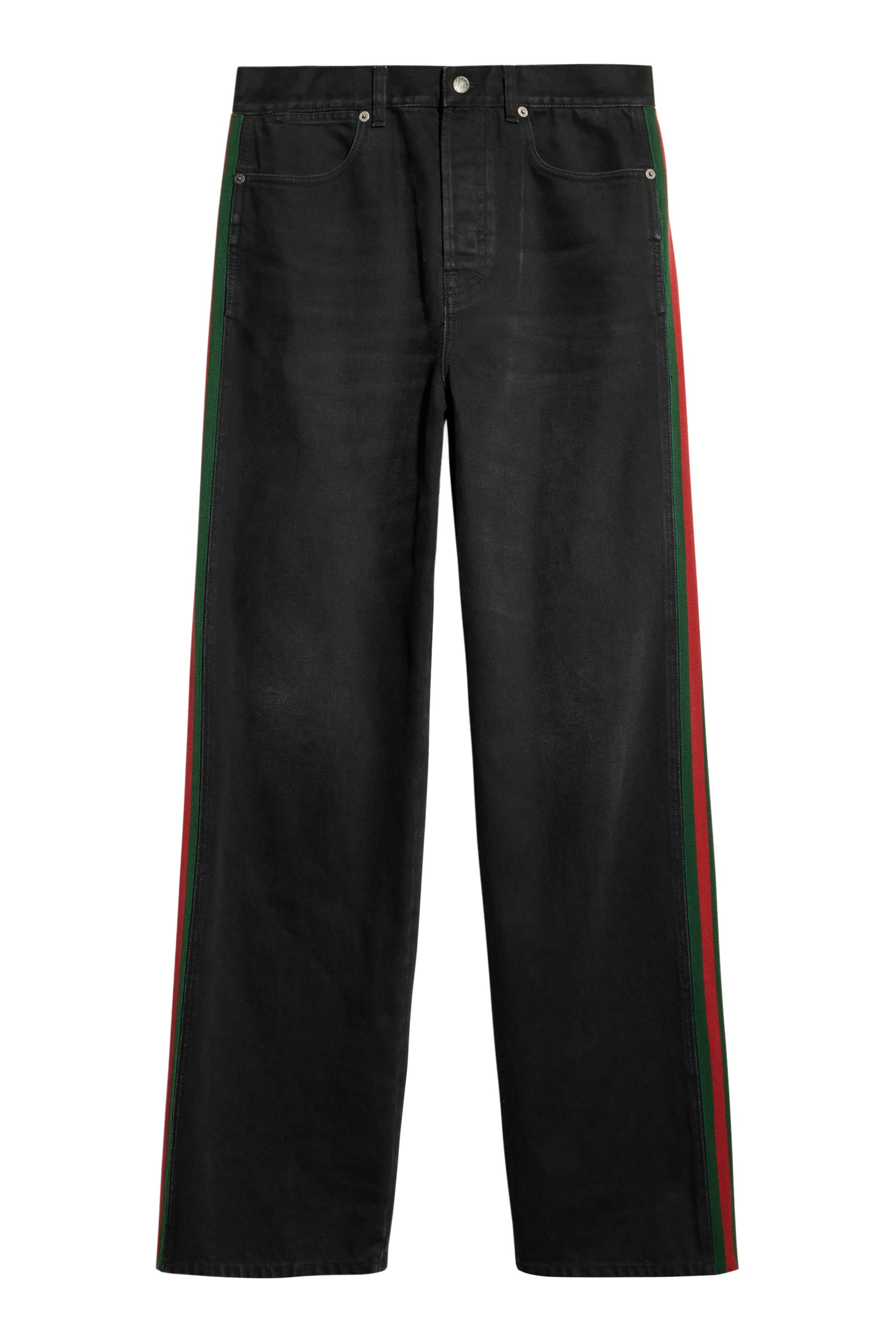 Cotton Denim Pants With Web Insert 