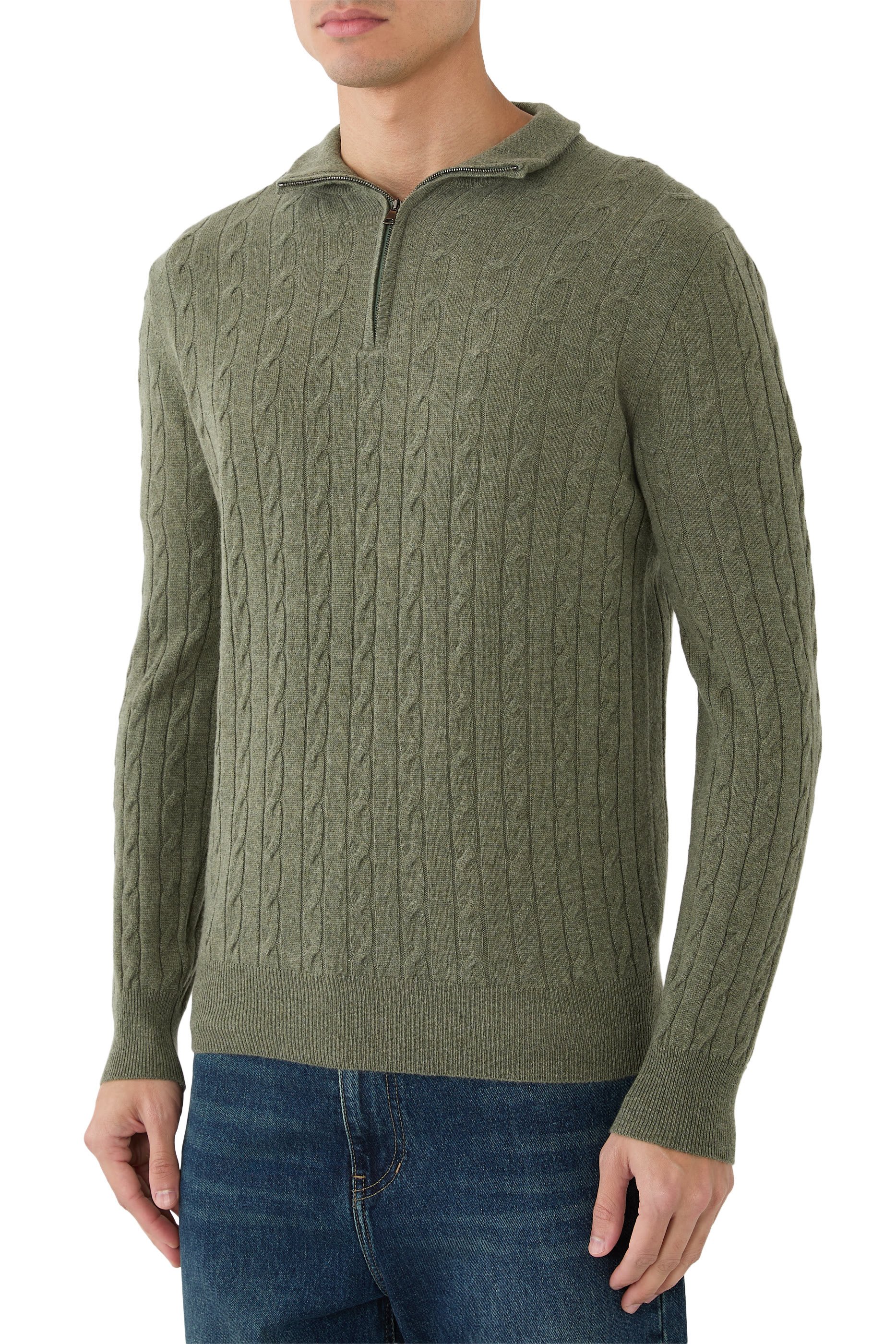Cable Knit Zip-Up