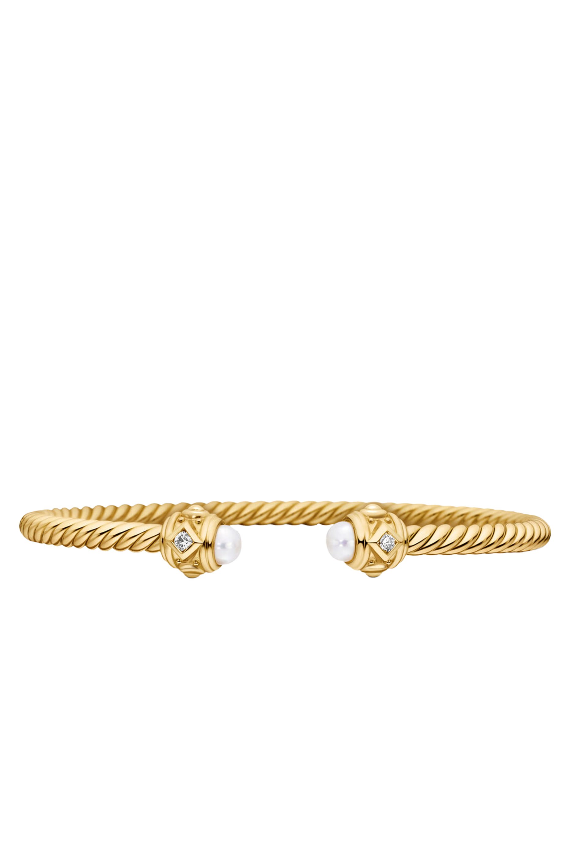 Renaissance Cablespira Bracelet, 18K Yellow Gold with Diamonds & Pearl