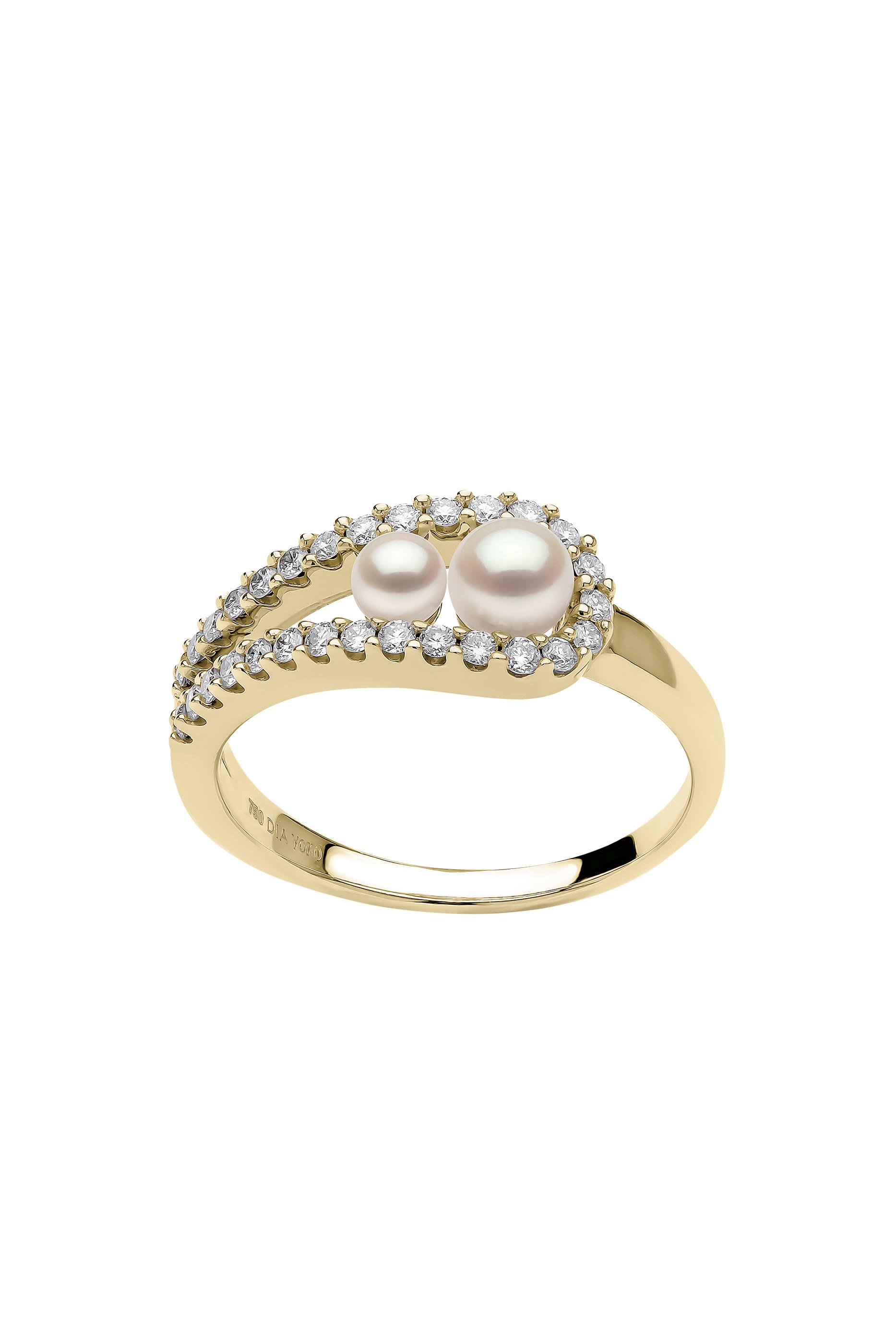 Sleek Ring, 18K Gold, Diamonds & Pearls