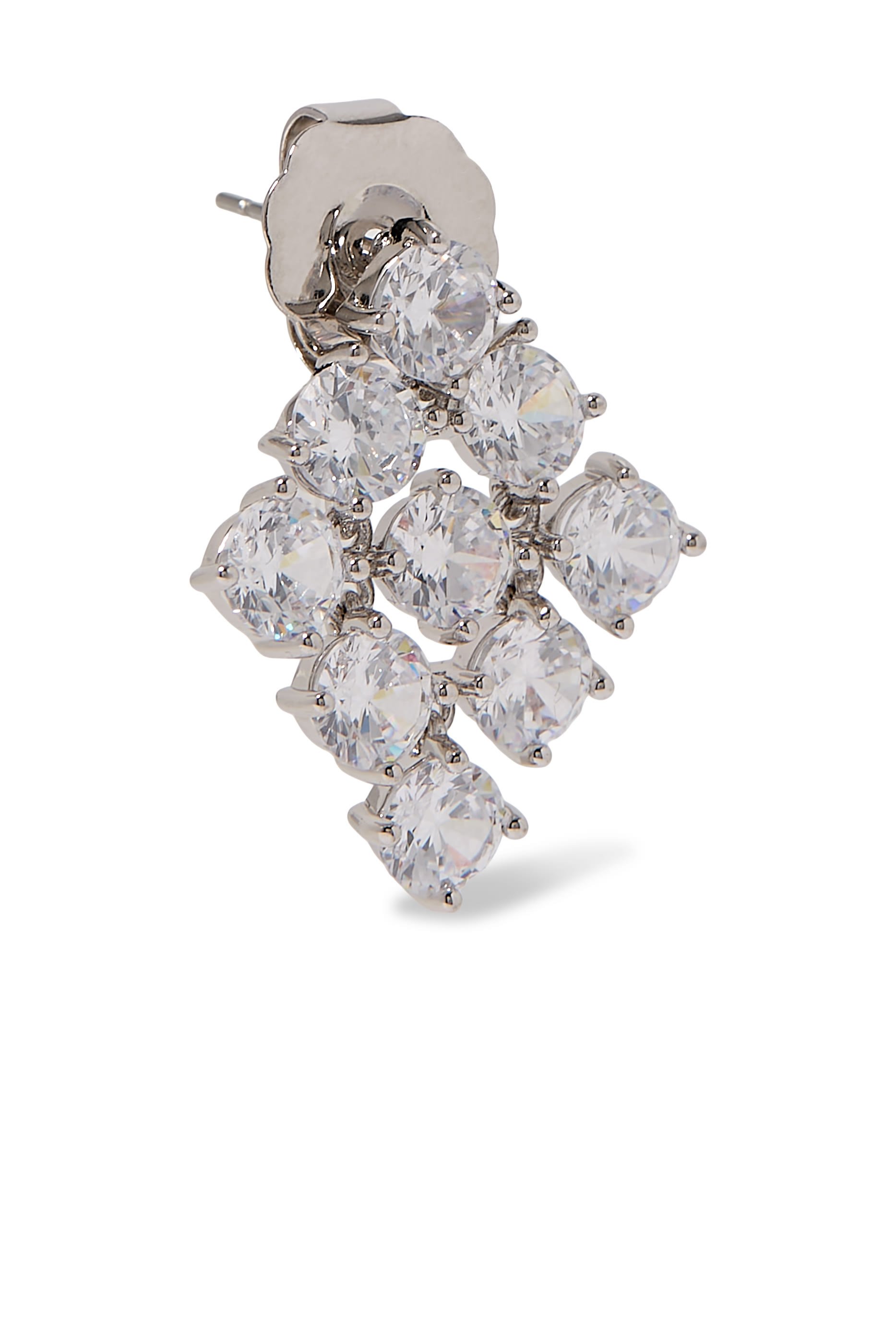 Statement Earrings, Rhodium Plated Brass & Cubic Zirconia
