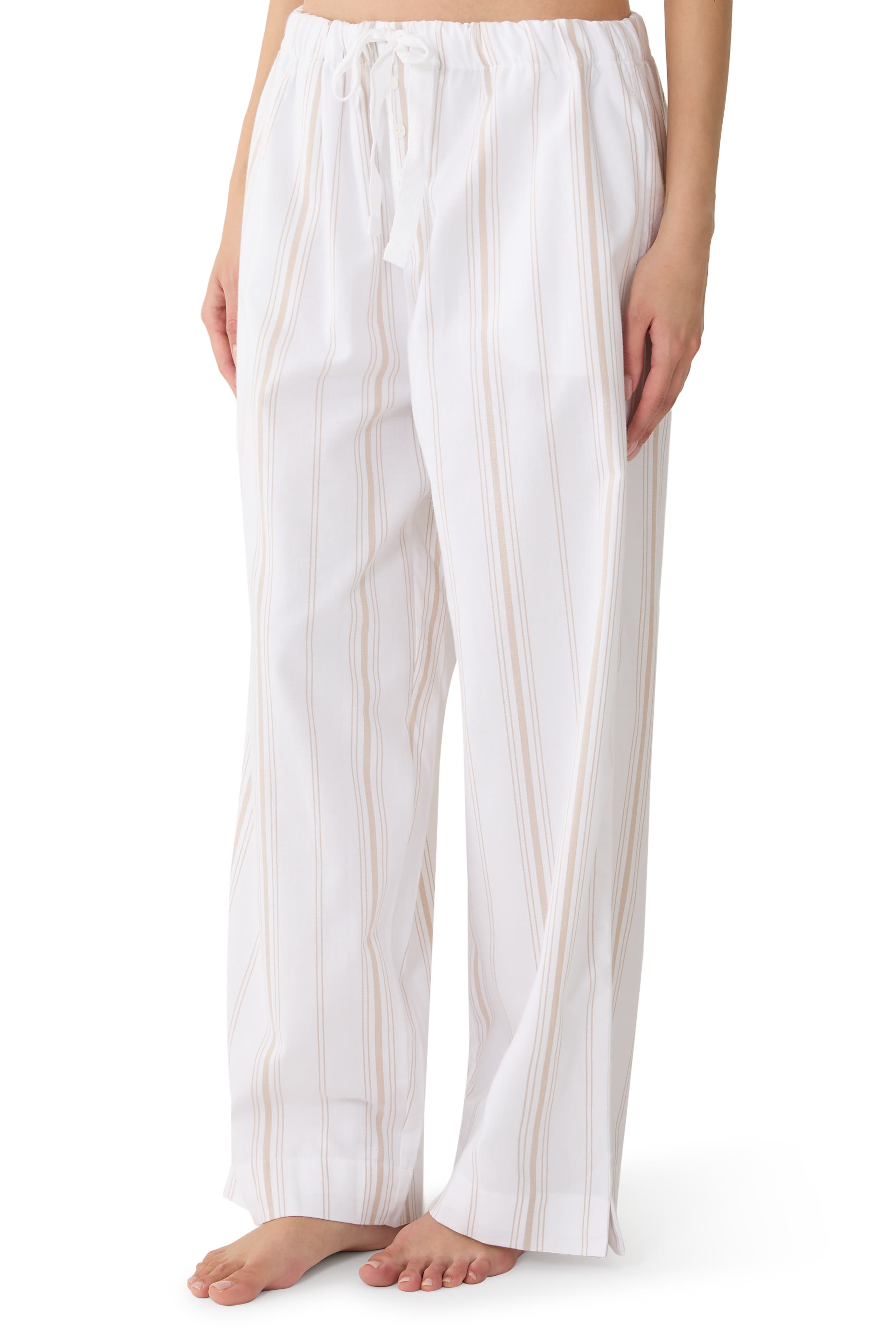 Brushed Cotton Stripe Drop Shoulder Pajama Set 