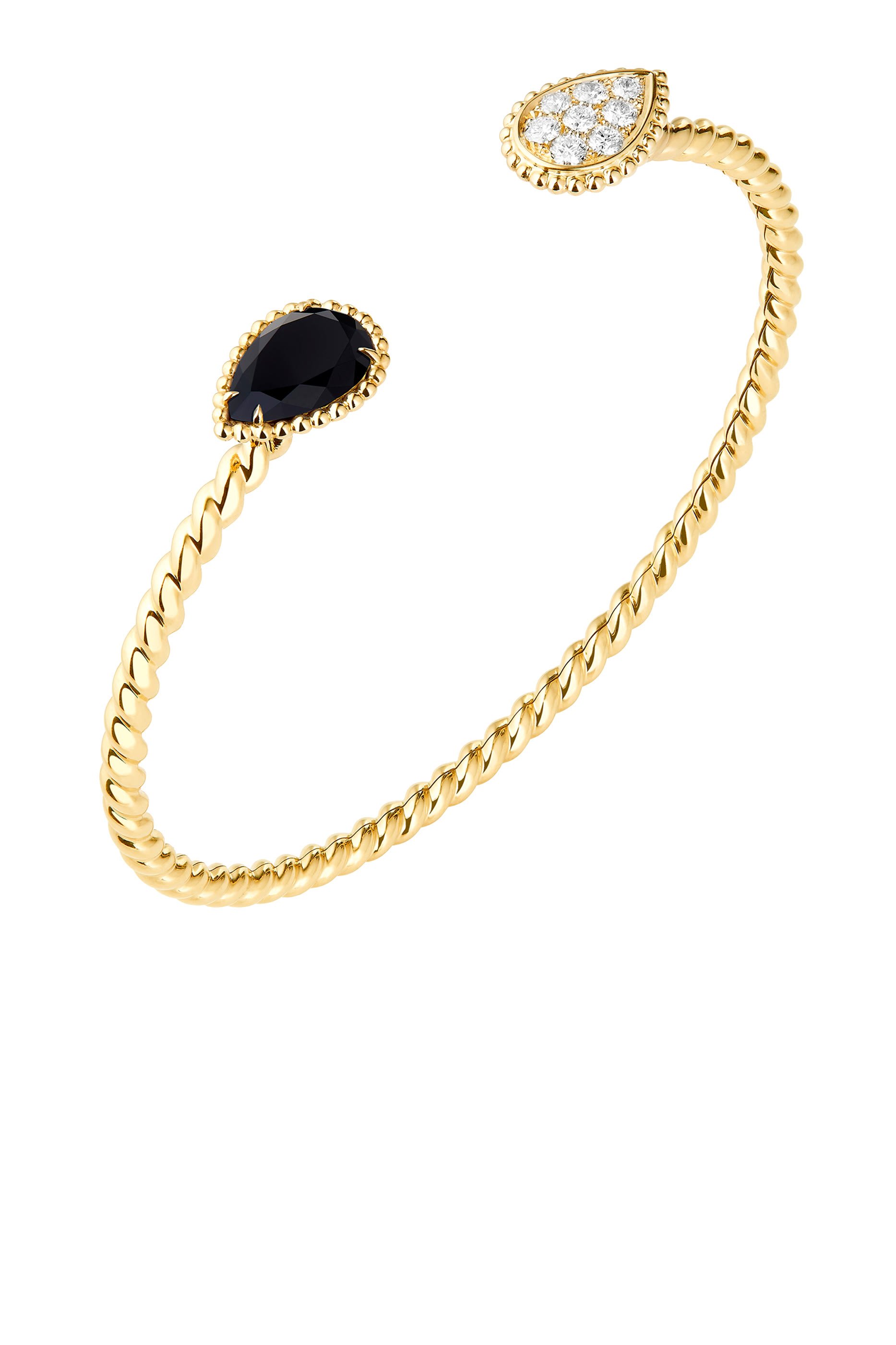 Serpent Boh&egrave;me 2 S Motifs Bracelet, 18K Yellow Gold, Diamonds & Black Onyx