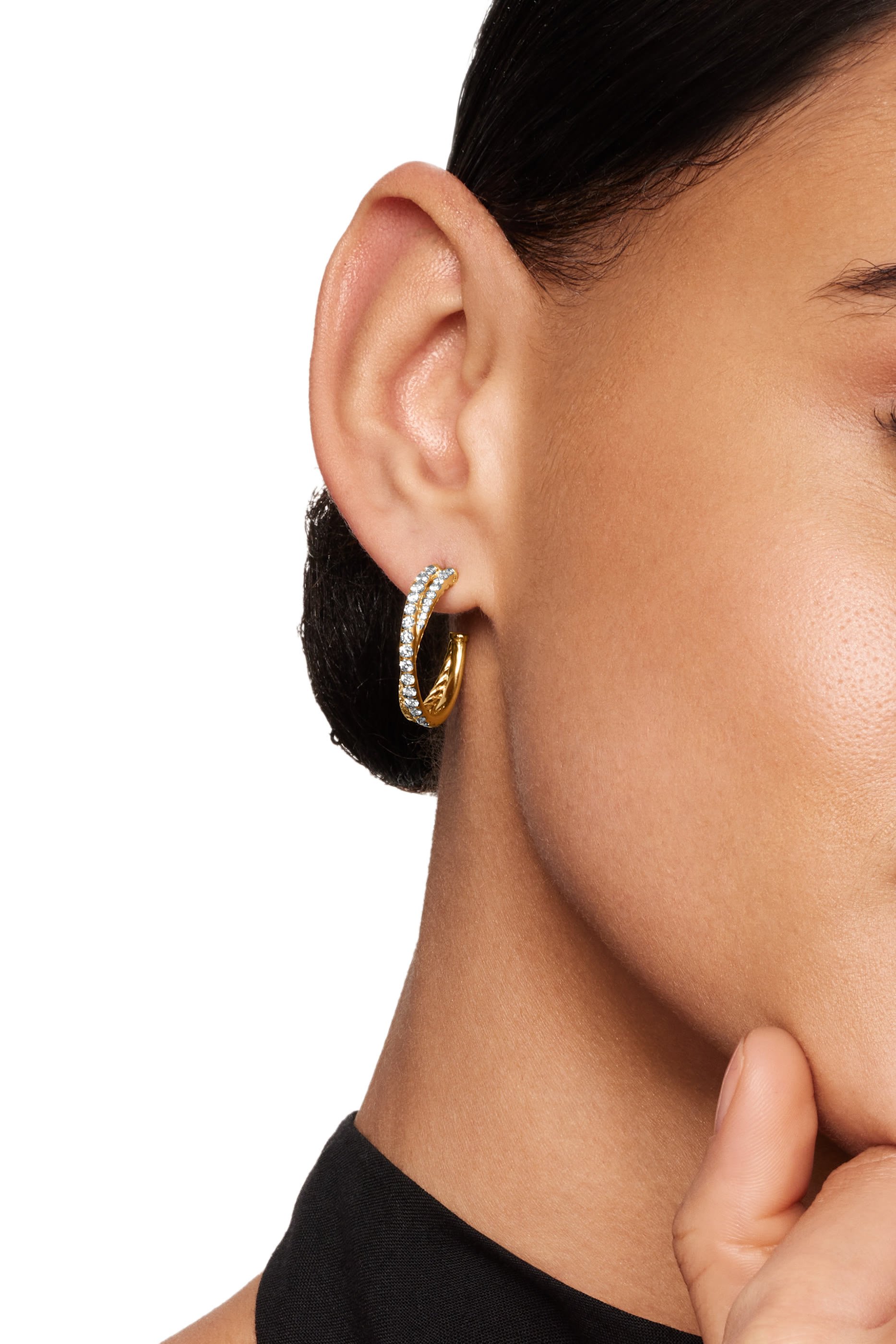 Pavé Crossover Hoop Earrings