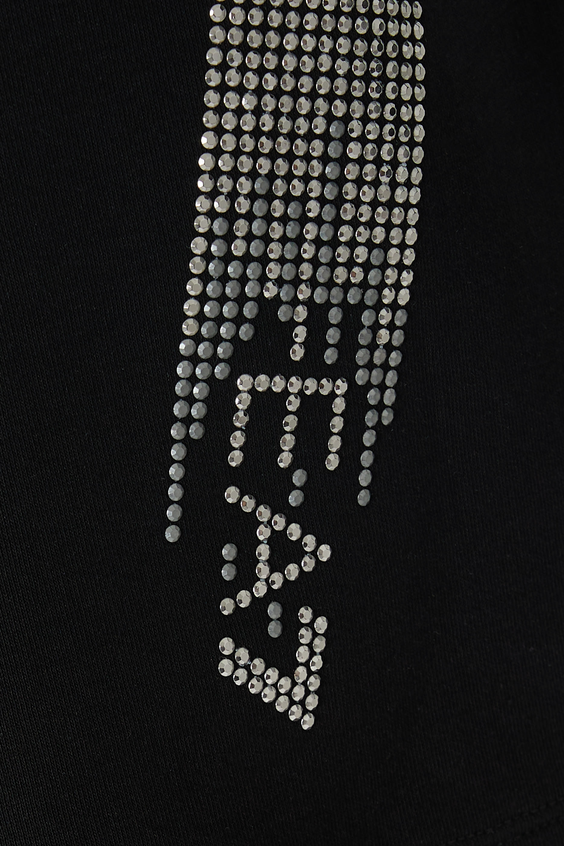 Rhinestone Embellished Logo Cotton T-Shirt