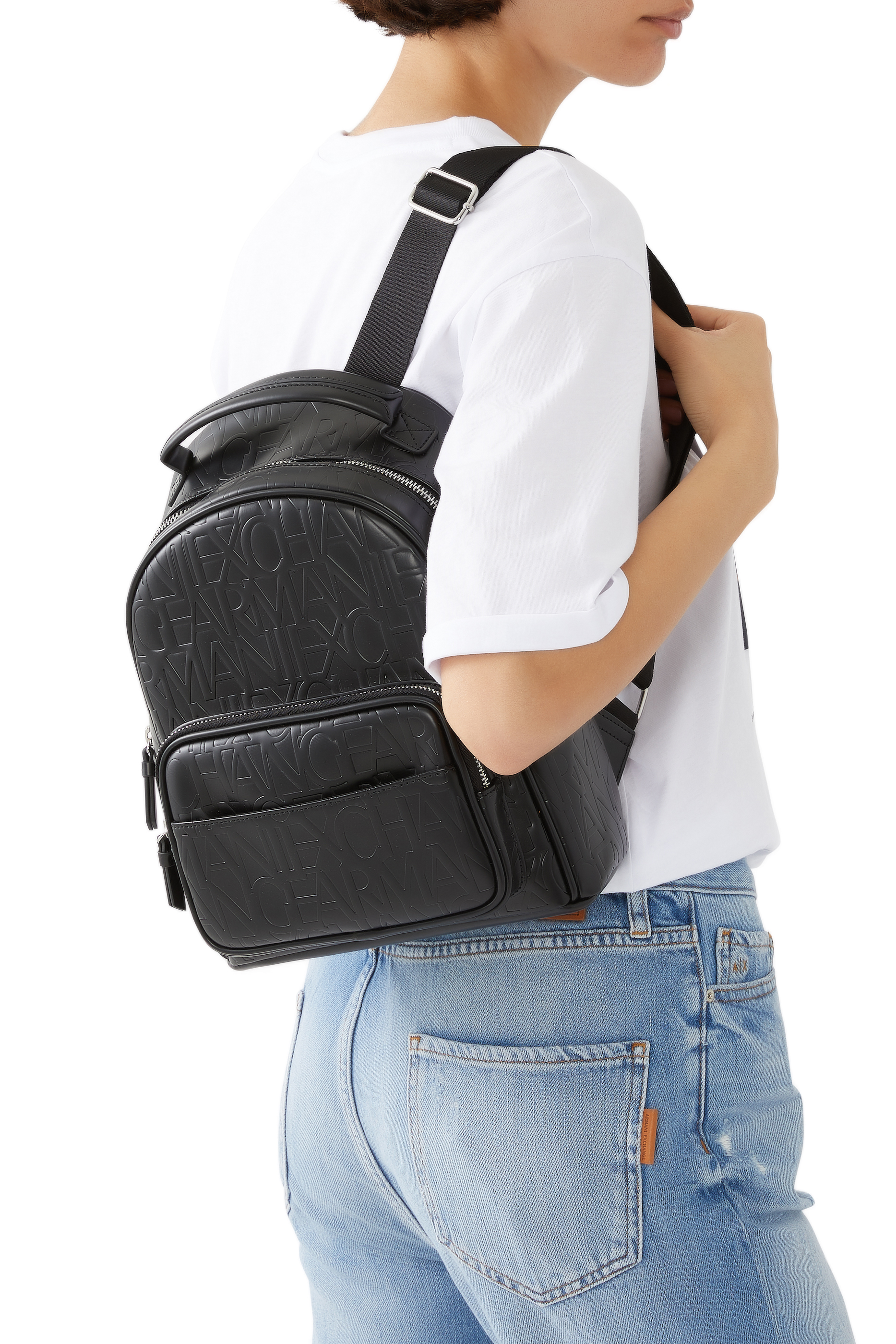 Embossed All-Over Logo Backpack