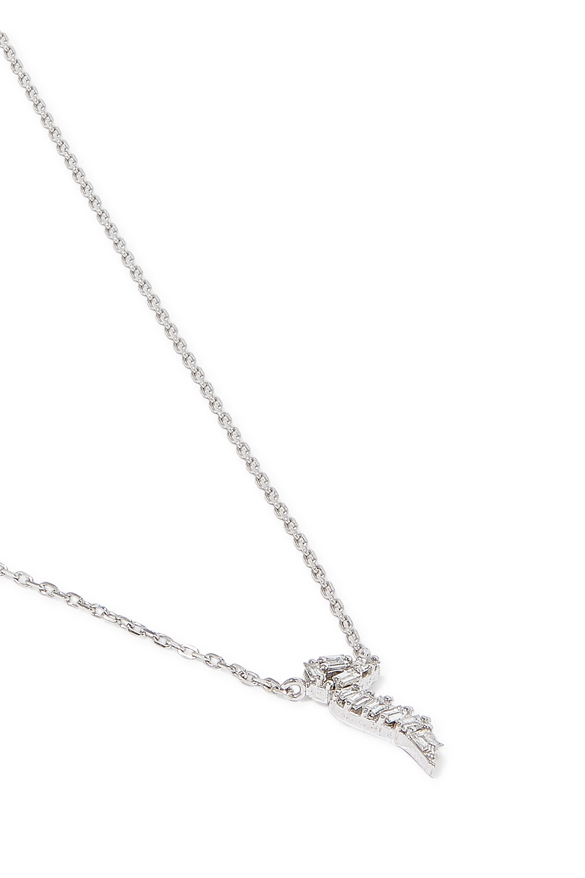 Oula XS Meem Letter Chain Pendant, 18k White Gold & Diamonds