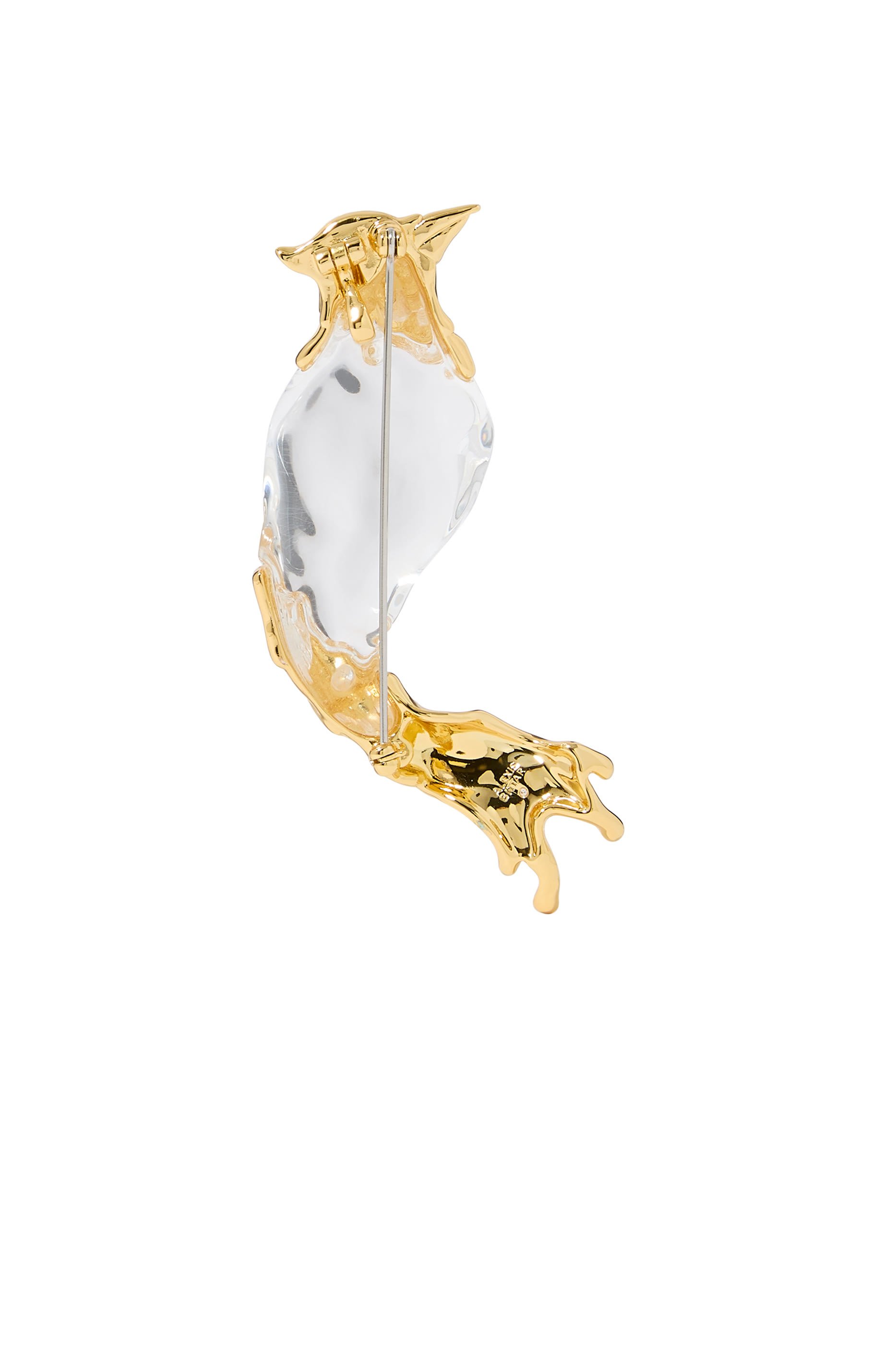 Liquid Lucite Cardinal Pin, 14k Gold Plated Brass, Rhodium Tone Plated Brass, Lucite & Crystal