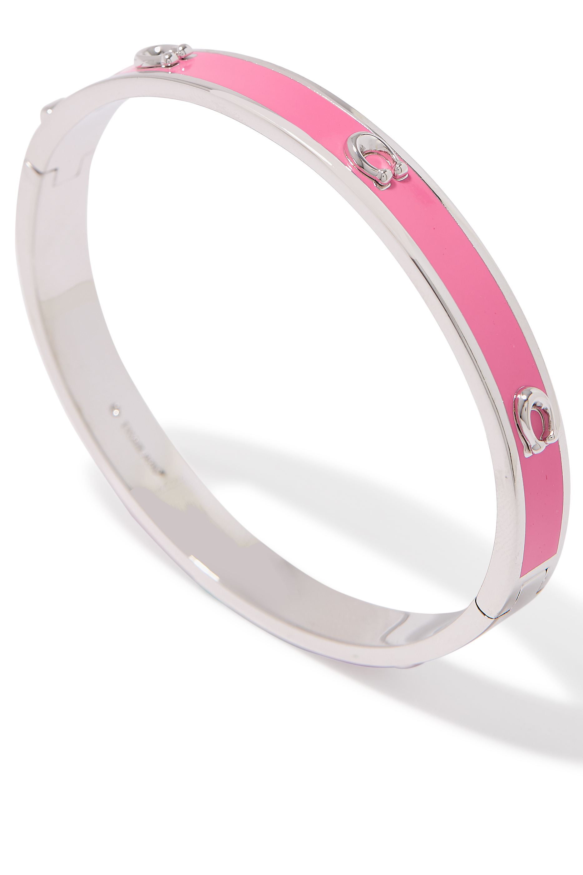 Pegged C Enamel Hinged Bangle Bracelet