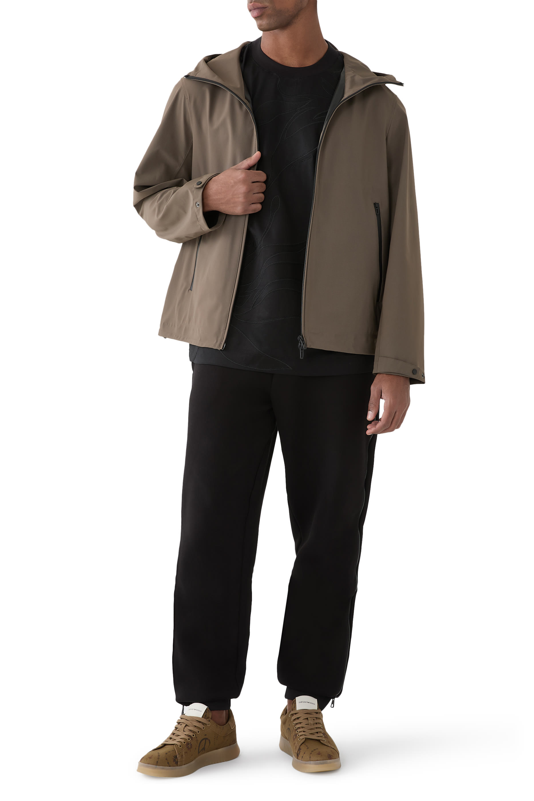 Travel Essentials Water-Repellent Nylon Hooded Blouson