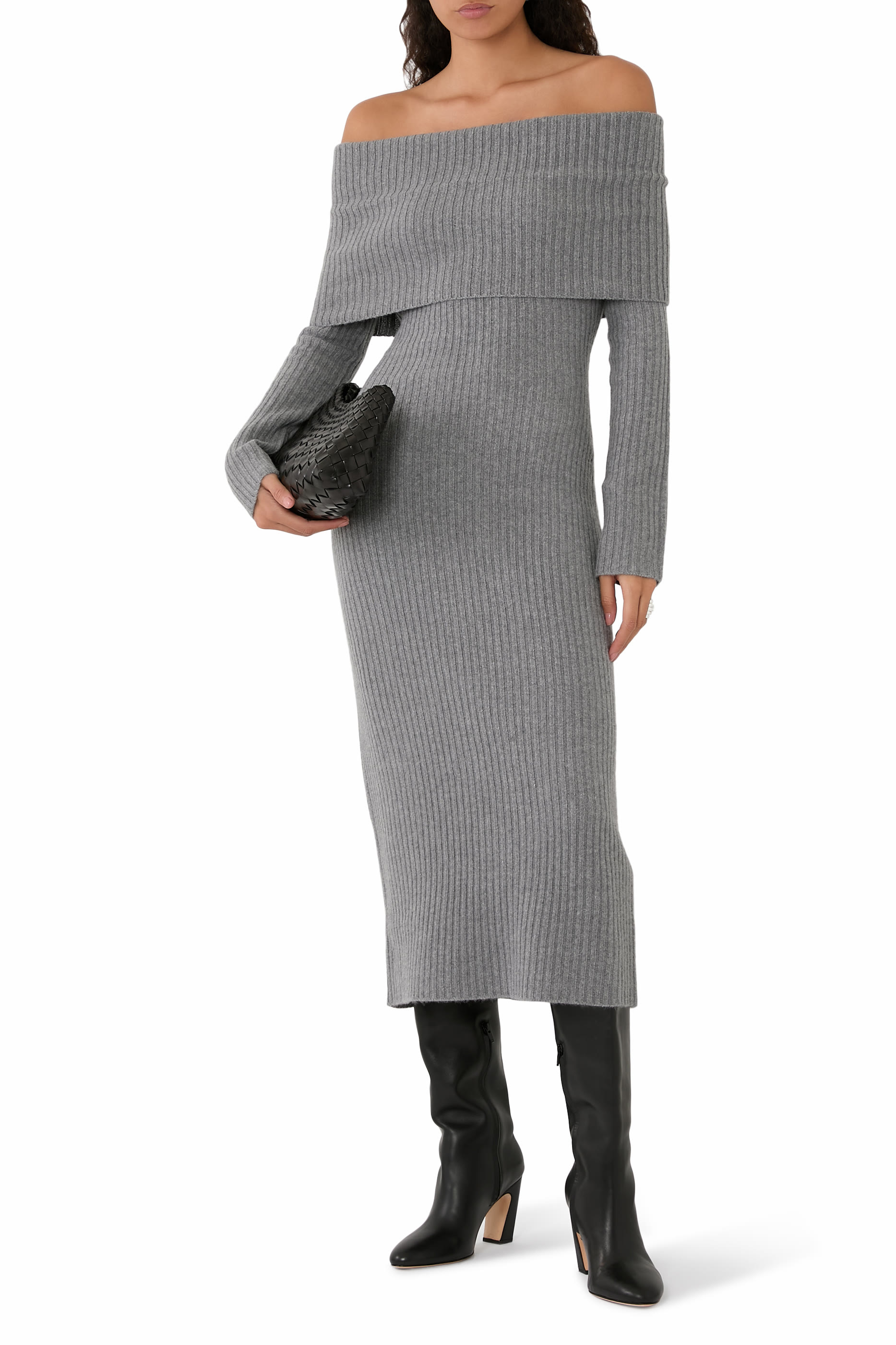 Off-The-Shoulder Ribbed Dress