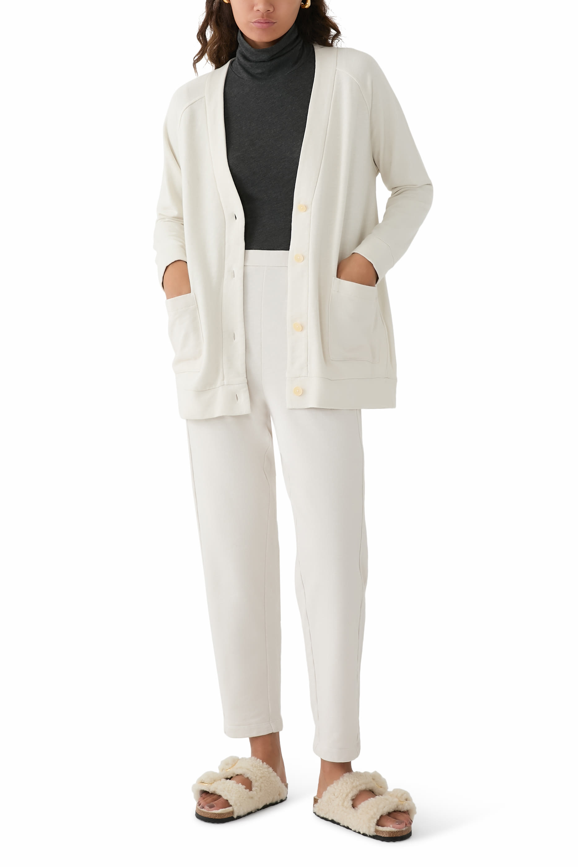 Garment-Dyed Terry Long Cardigan