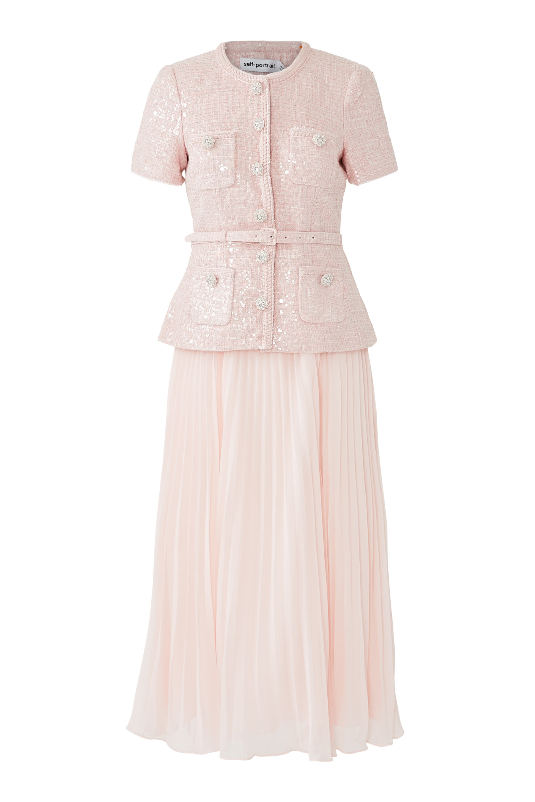 Pink Boucle Midi Dress