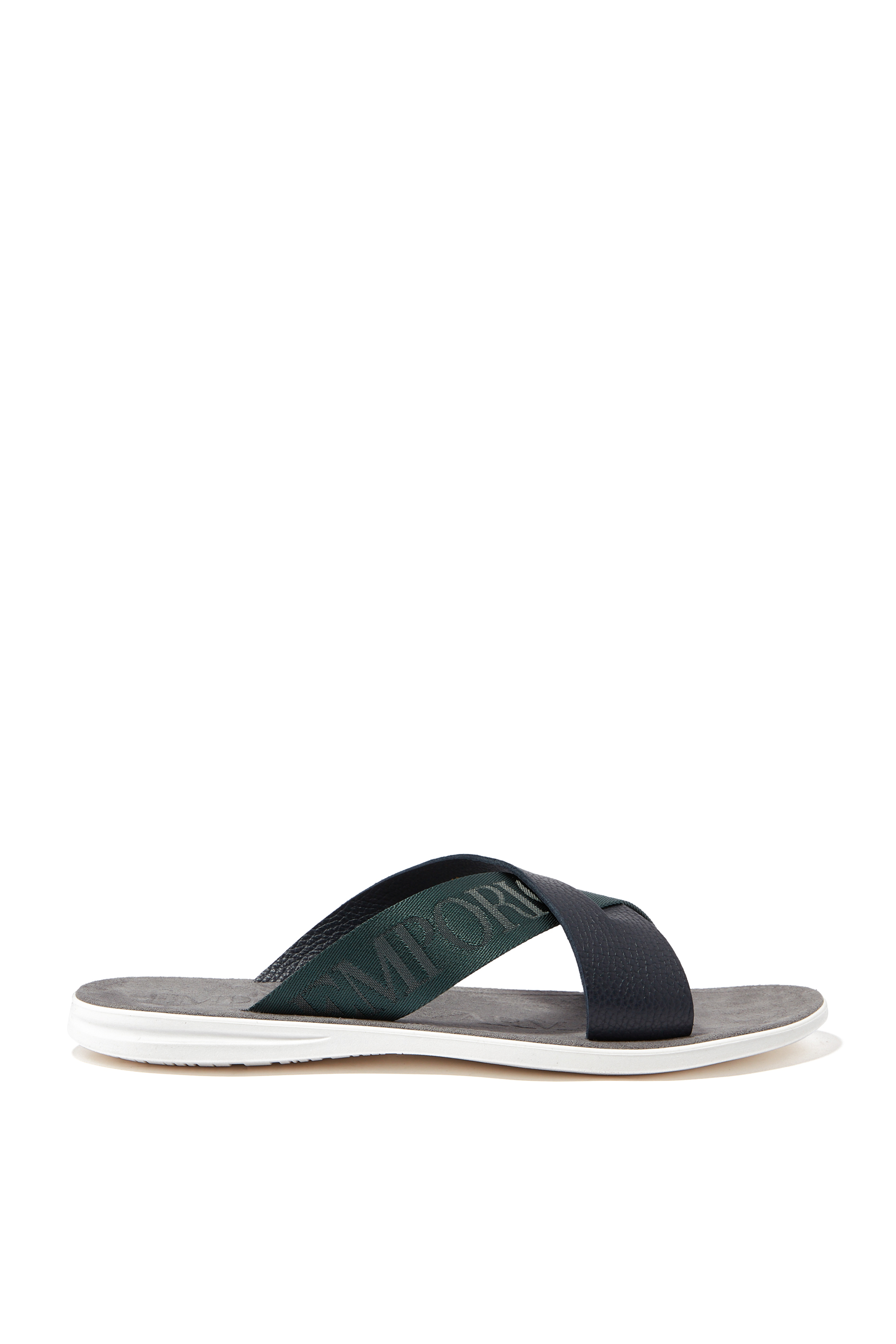 Buy Emporio Armani Logo Kriss Kross Leather Sandals for | Bloomingdale ...