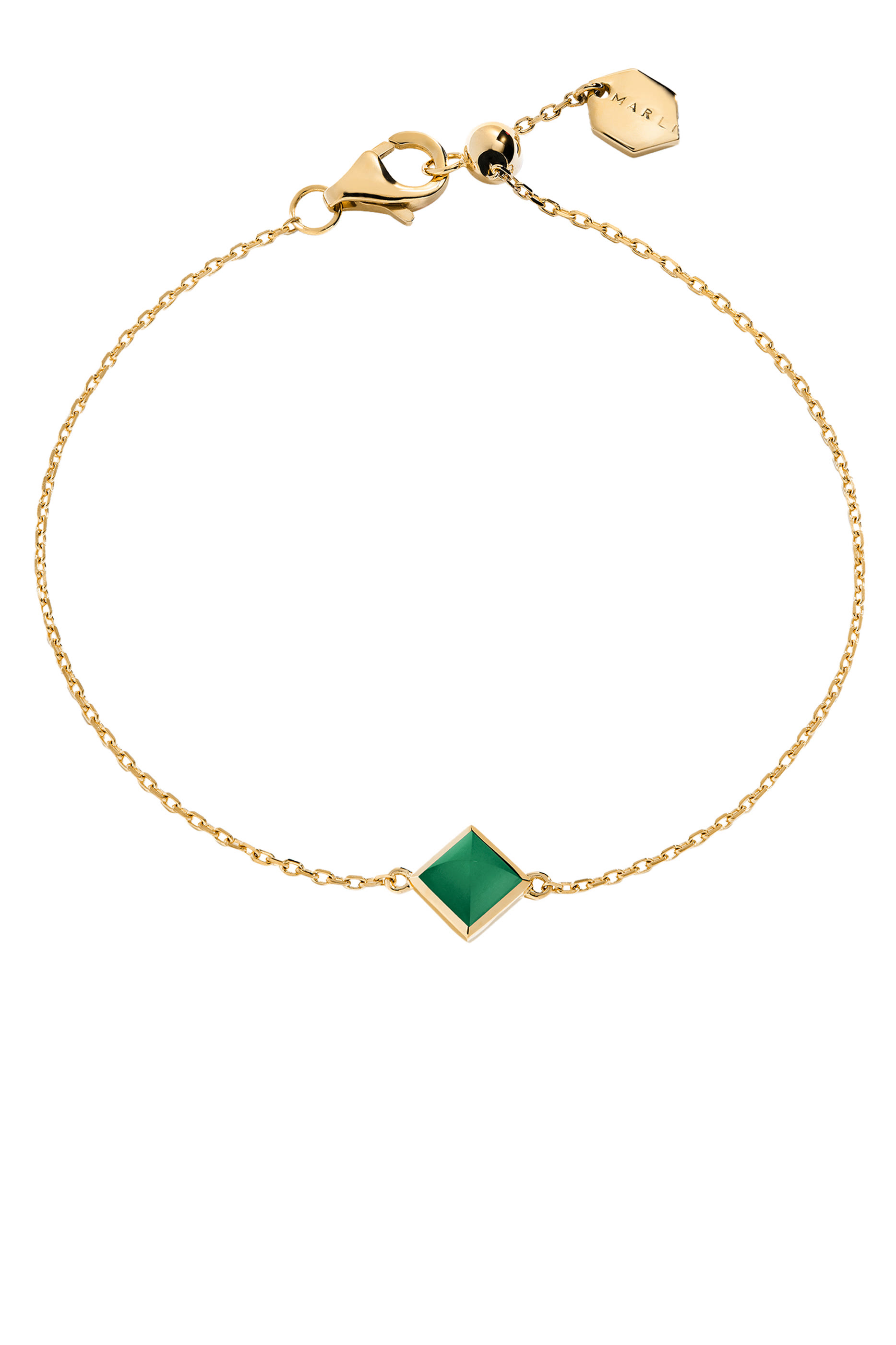 Cleo Pyramid Bracelet, 18k Yellow Gold & Green Agate