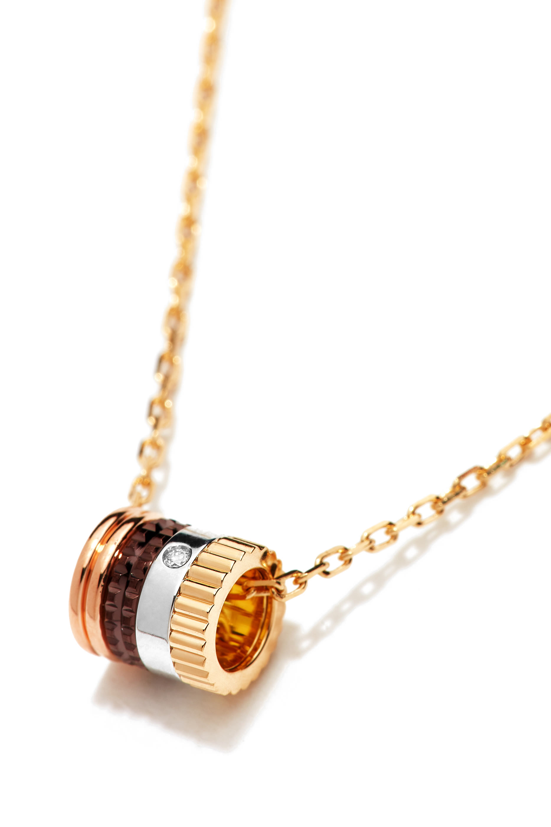 Quatre Classique Mini Ring Pendant, 18k Mix Gold & Diamond