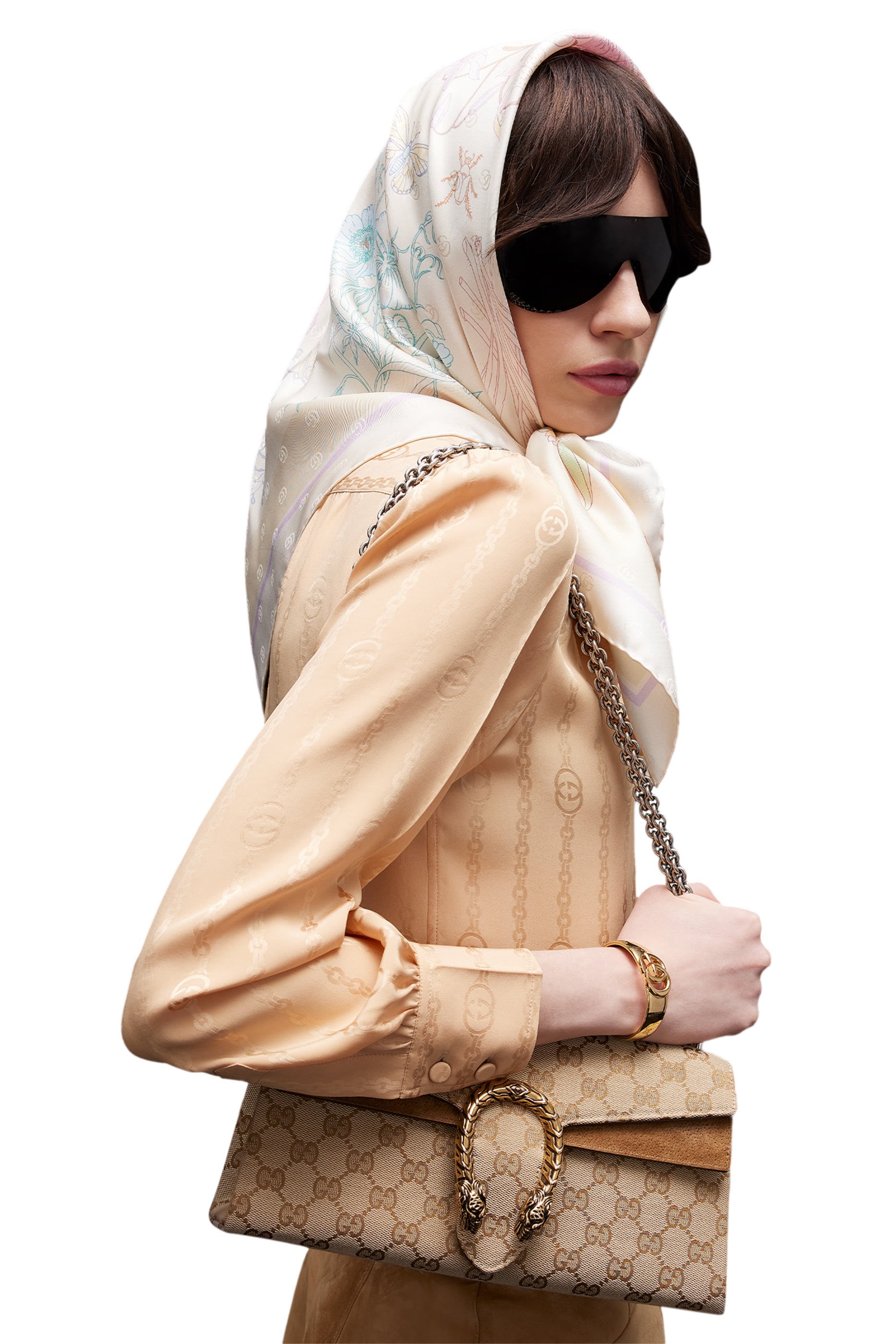 Printed Double G Silk Jacquard Carr&eacute; 