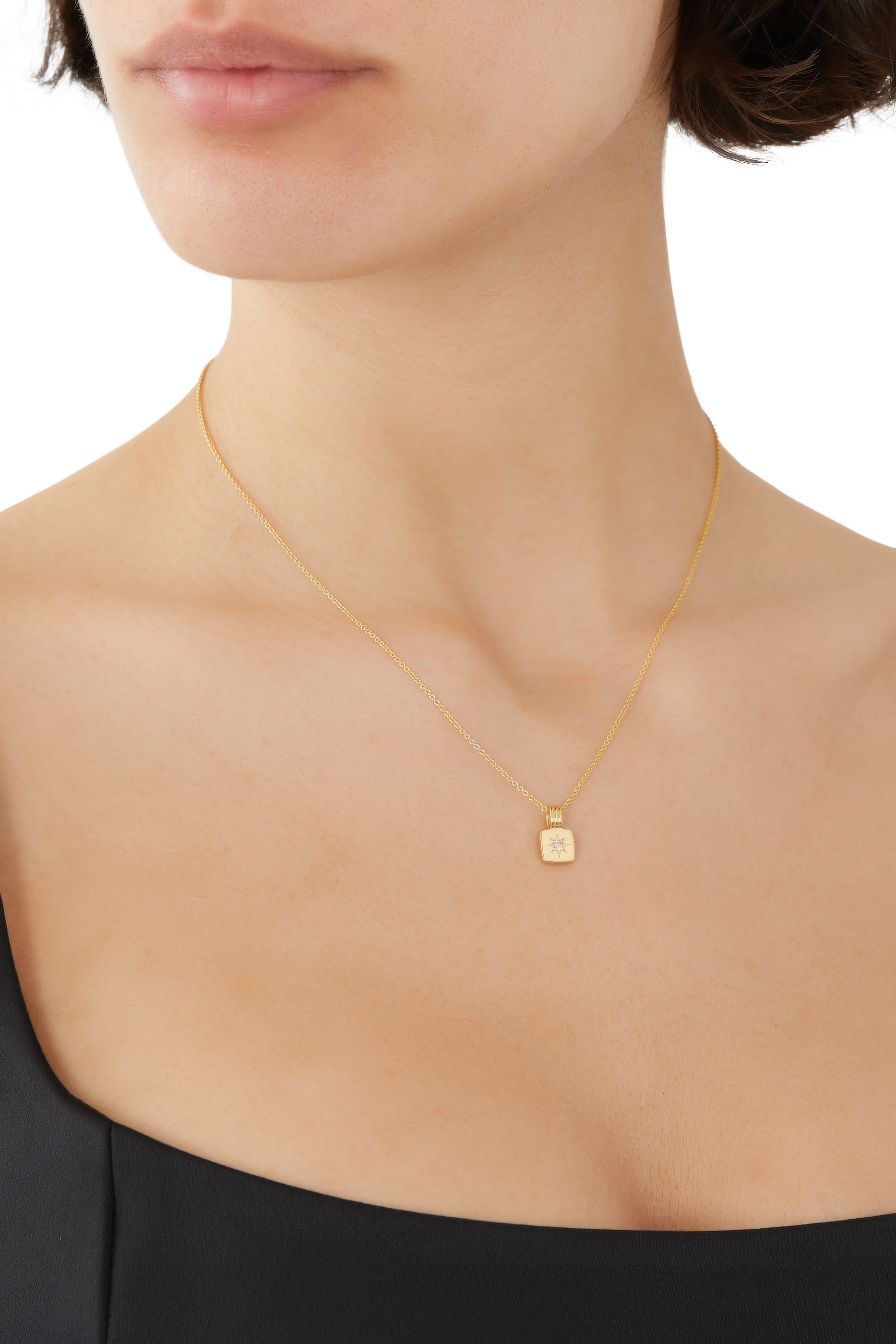 Mini Star Ridge Pendant Necklace, 18k Gold Plated & Cubic Zirconia