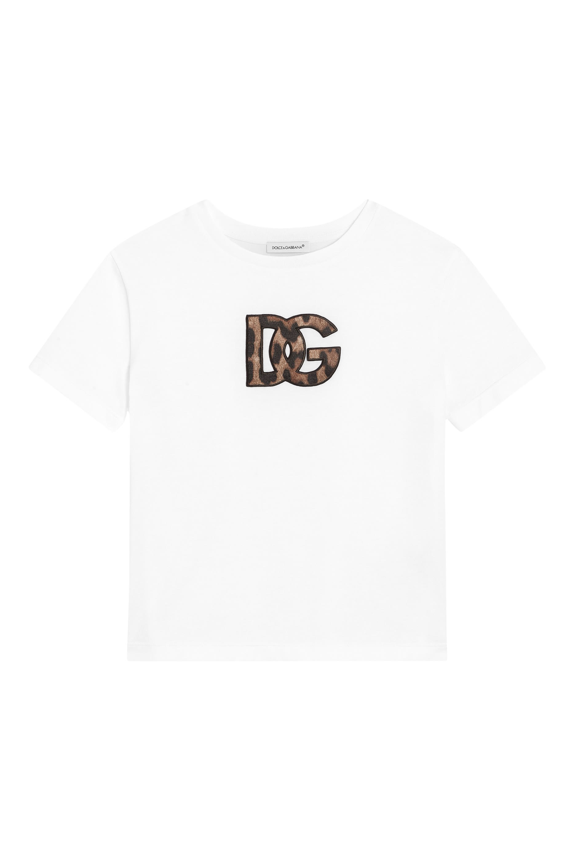 Kids Jersey T-Shirt with Leopard-Print Logo