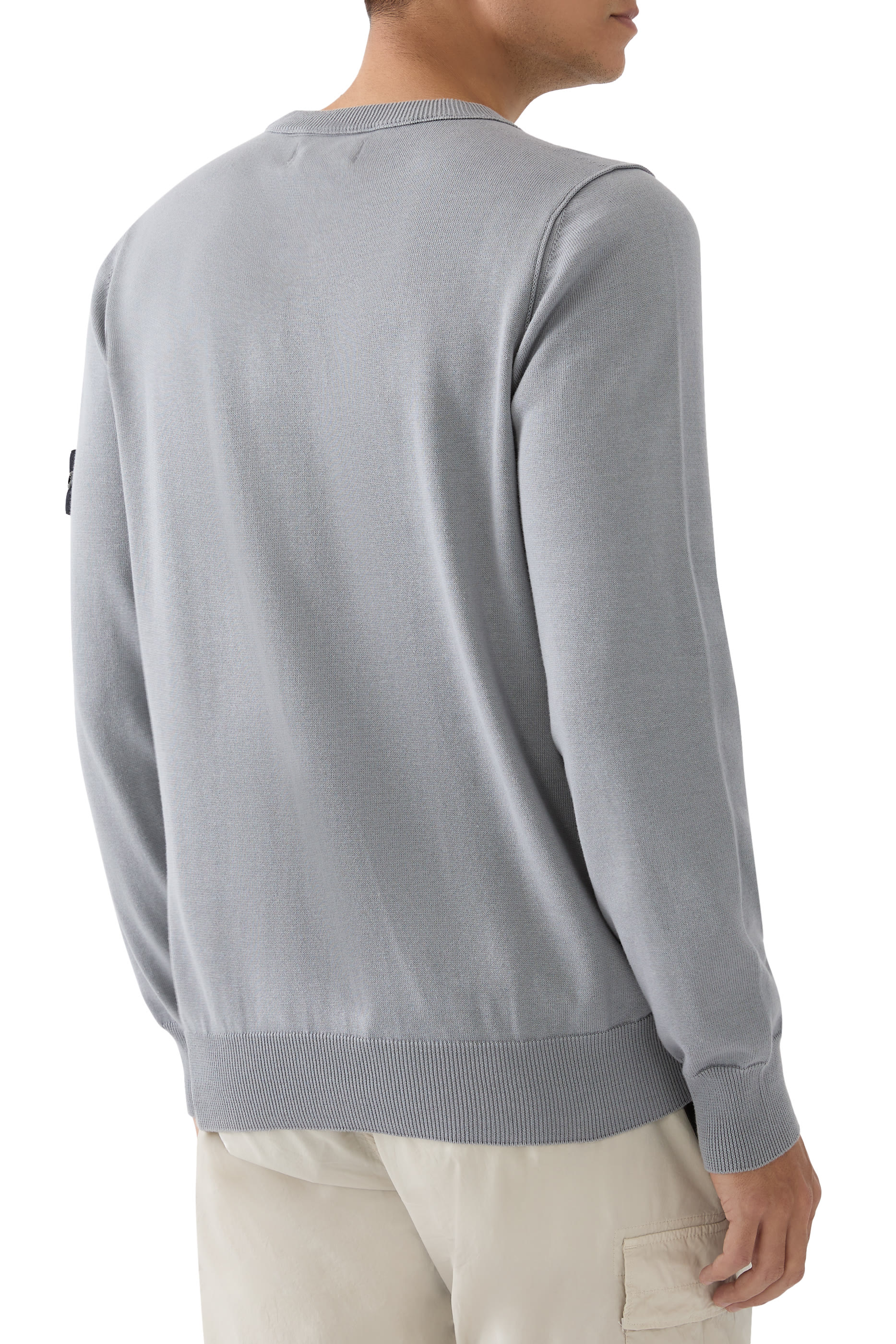 Logo Patch Cotton Fleece Crewneck Sweatshirt