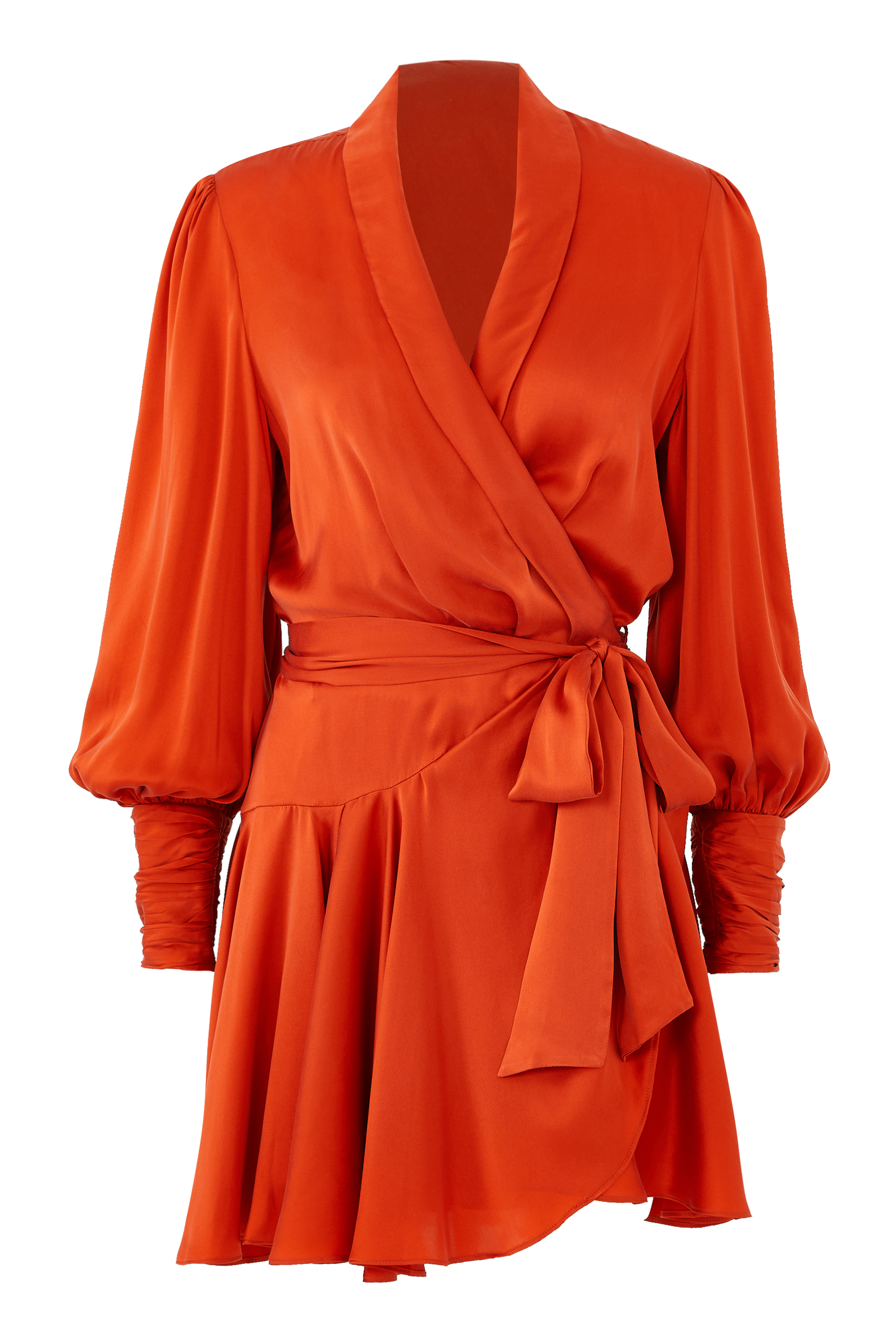 Ruffled Silk Wrap Mini Dress