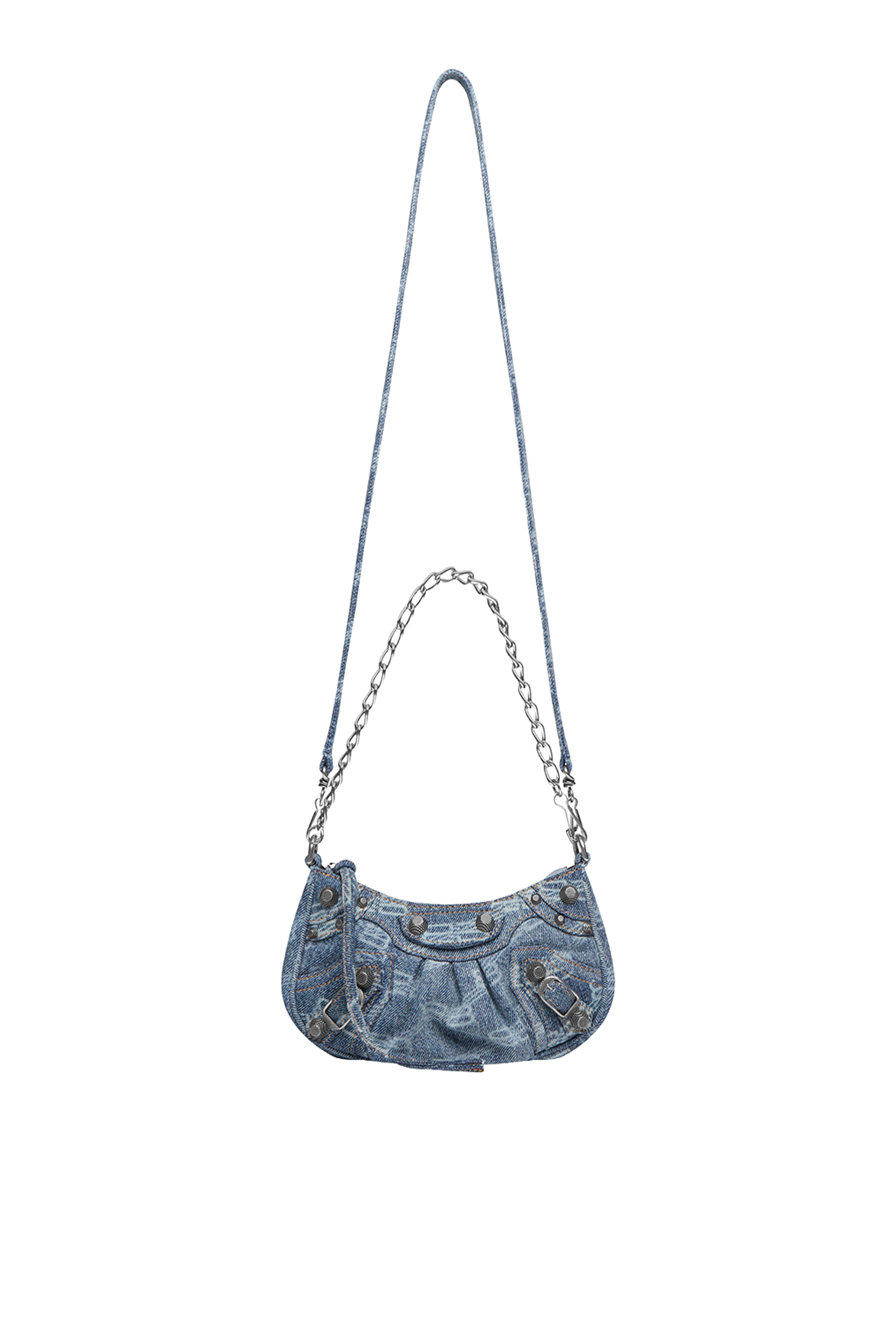 Le Cagole Denim Mini Purse With Chain