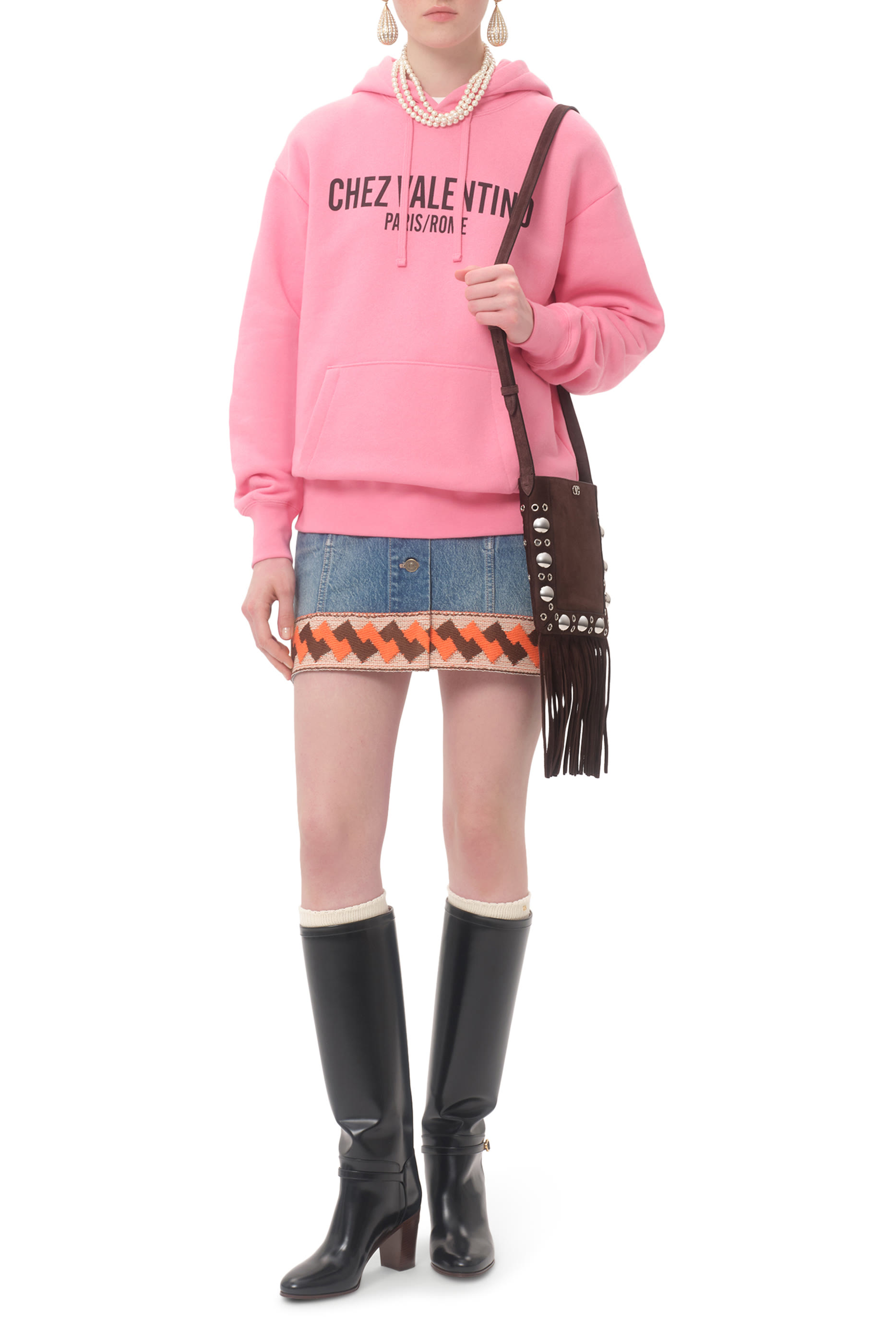 Nellcôte Small Shoulder Bag in Suede with Fringes