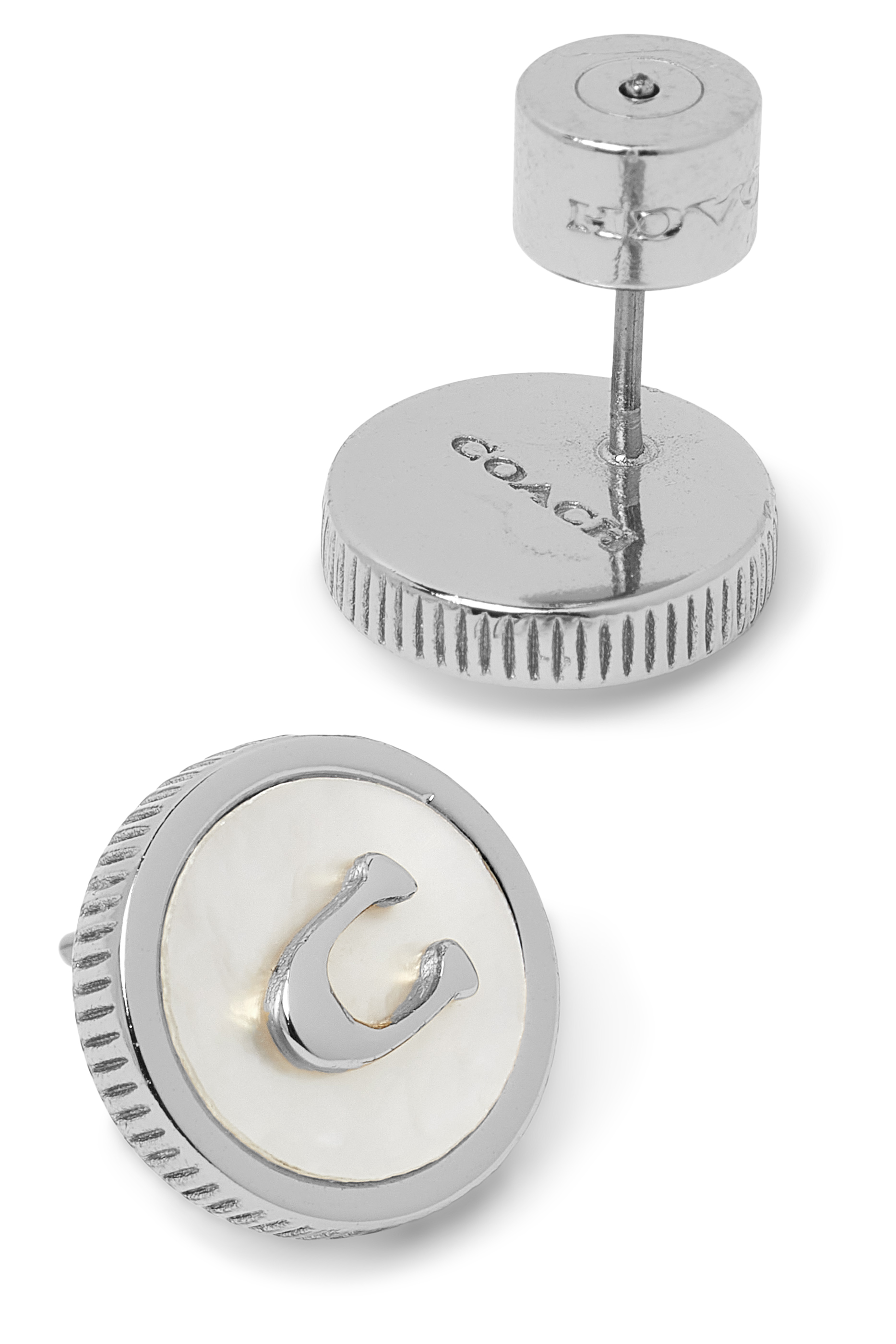 Mother Of Pearl Signature Coin Stud Earrings