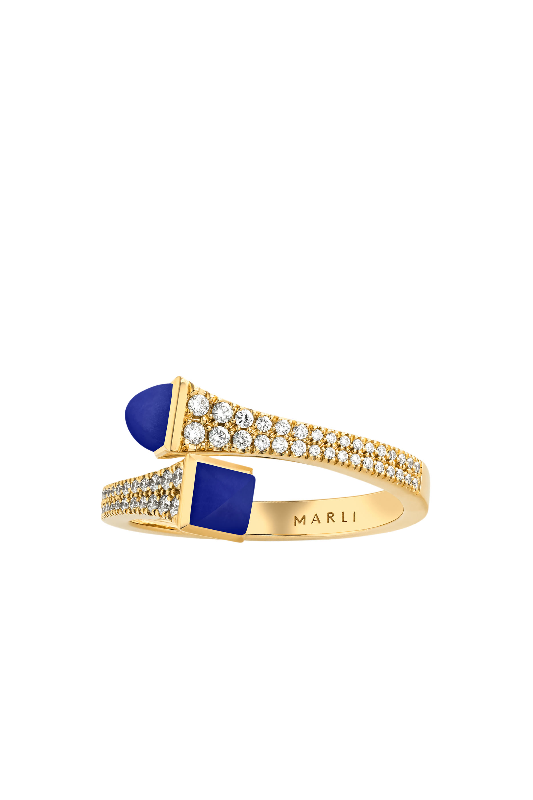 Cleo Slim Ring, 18k Yellow Gold with Lapis Lazuli & Diamonds
