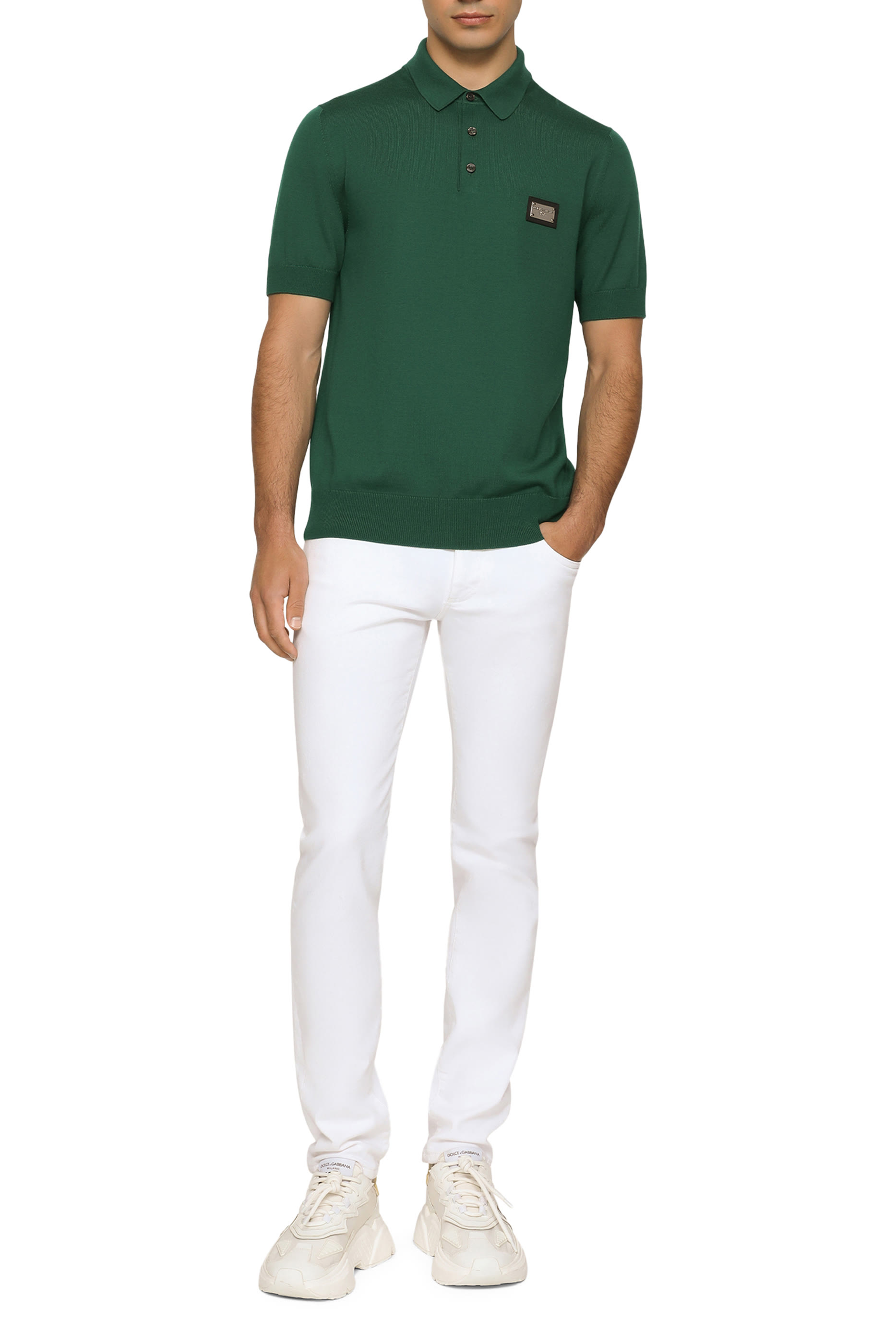 Logo Tag Wool Polo-Shirt