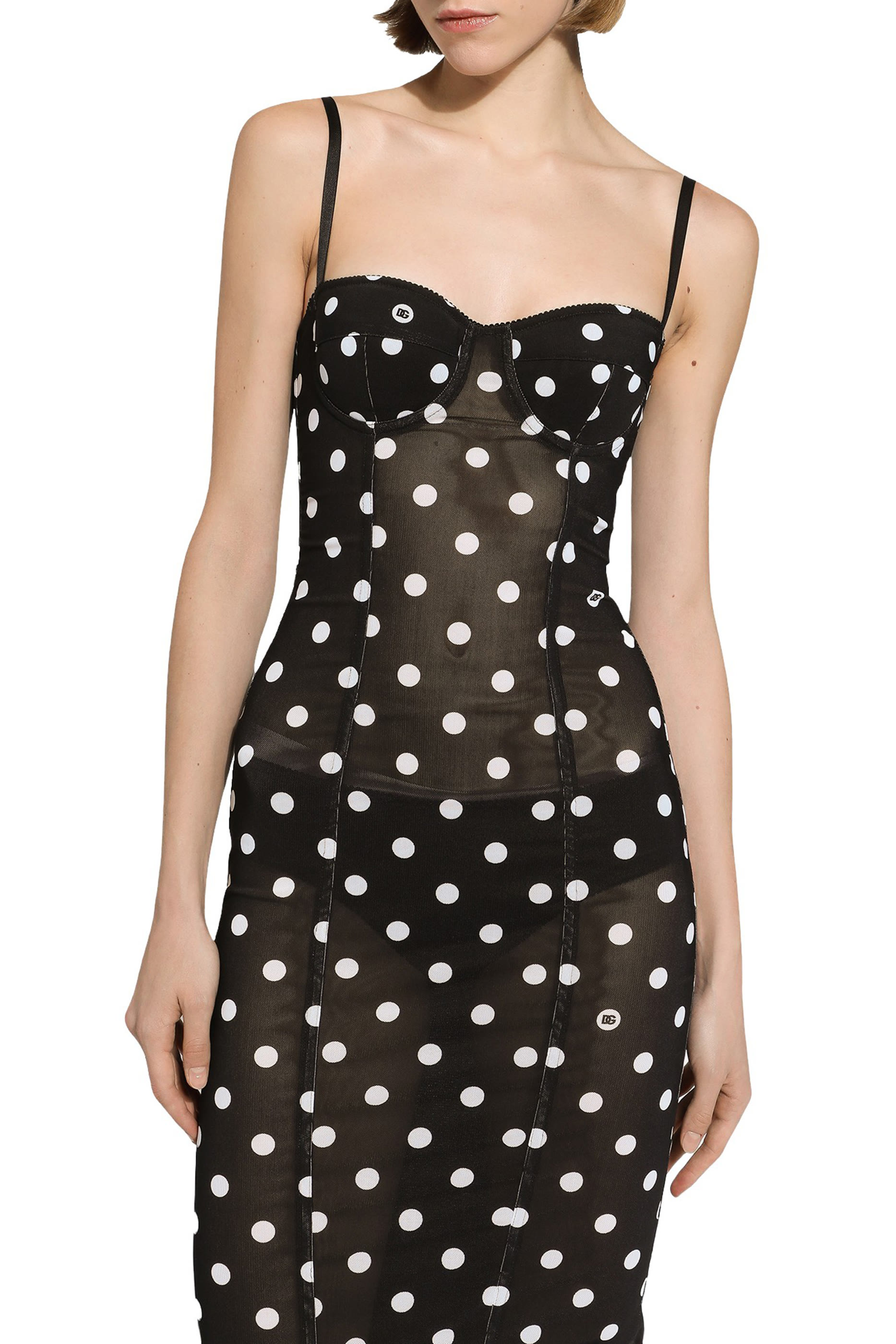 Polka-Dot Marquisette Sheath Dress
