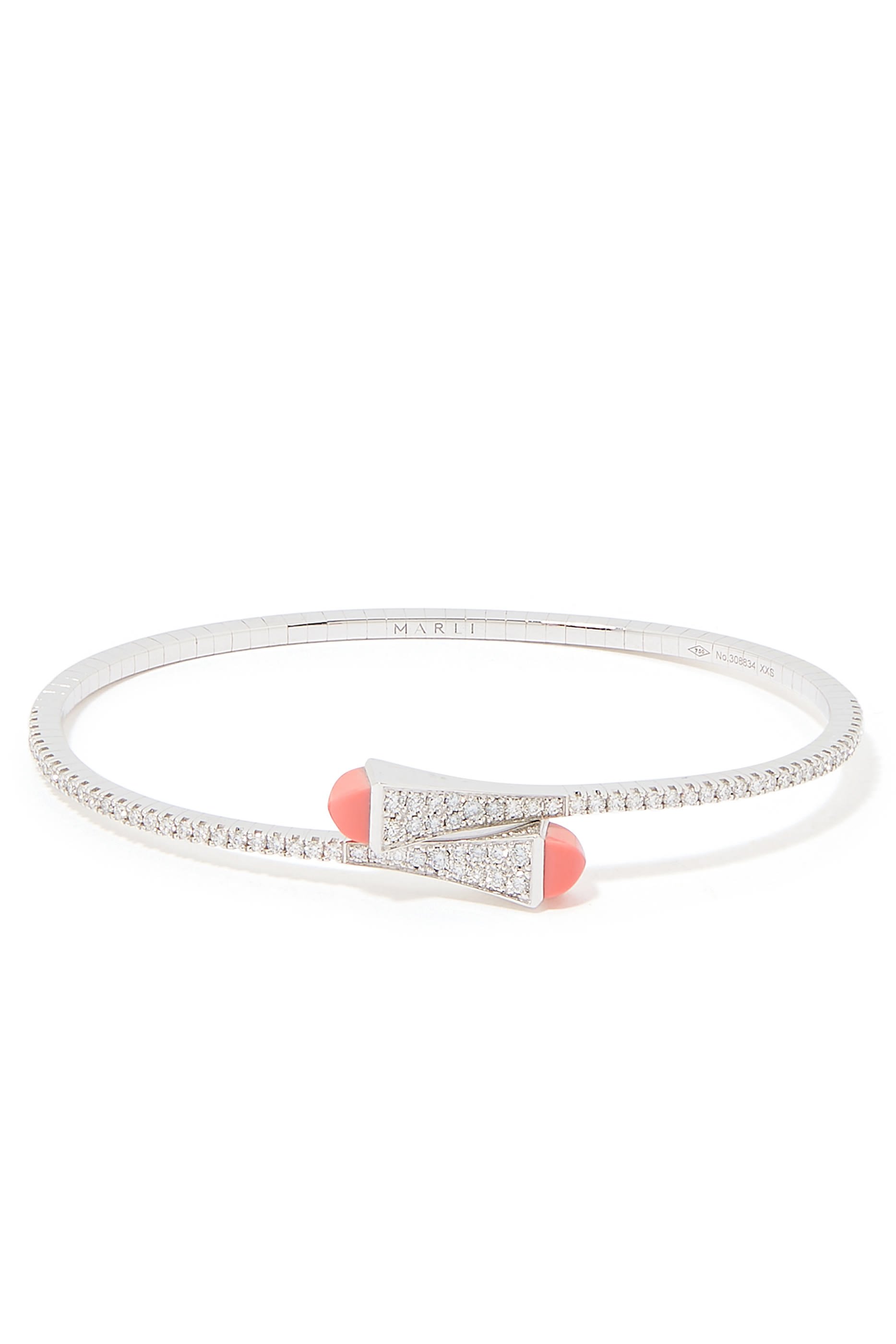 Cleo Pink Coral & White Gold Bangle
