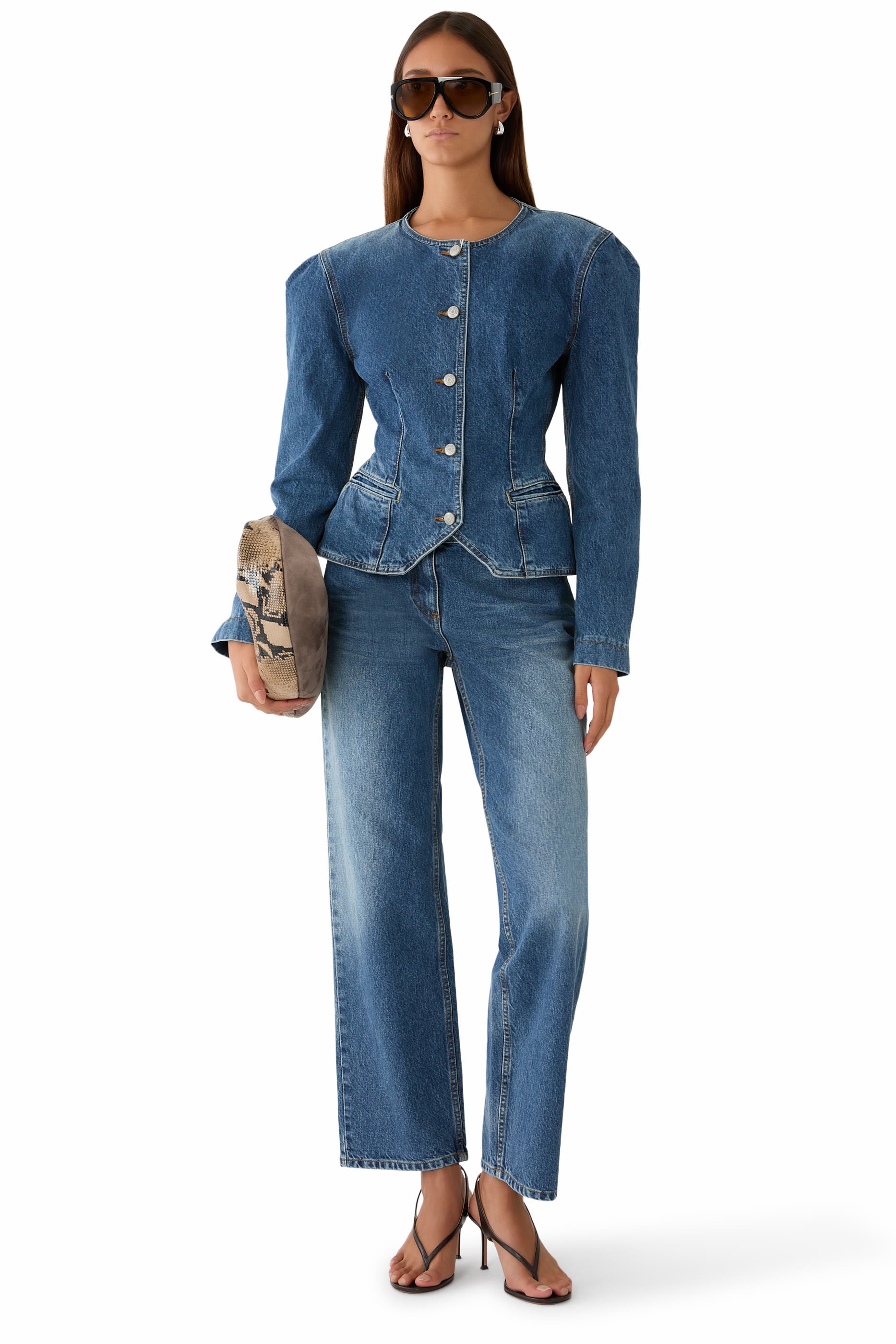Fitted Denim Peplum Jacket