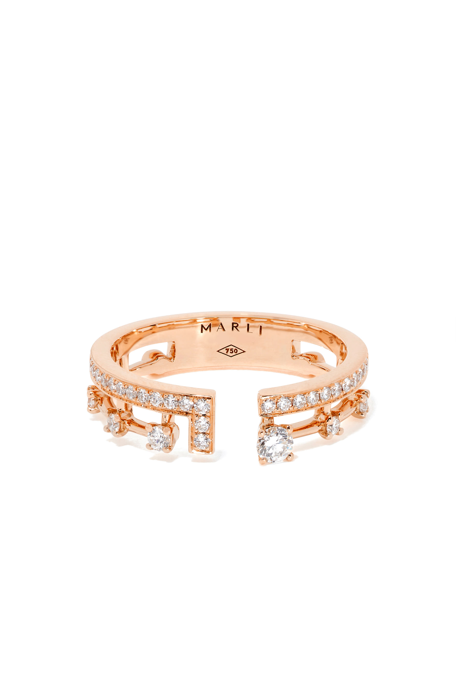Avenues  Index Ring, 18k Rose Gold with Full Diamonds