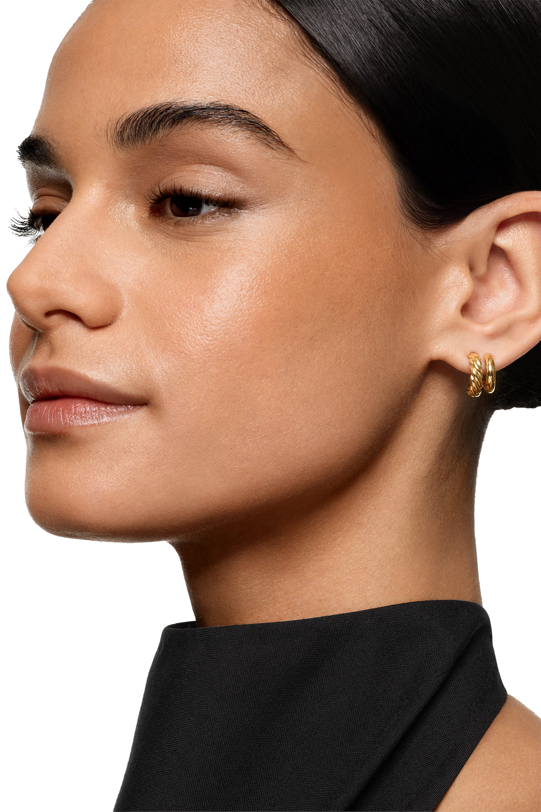 DY Mercer&reg; Double Hoop Huggie Earrings, 18K Yellow Gold