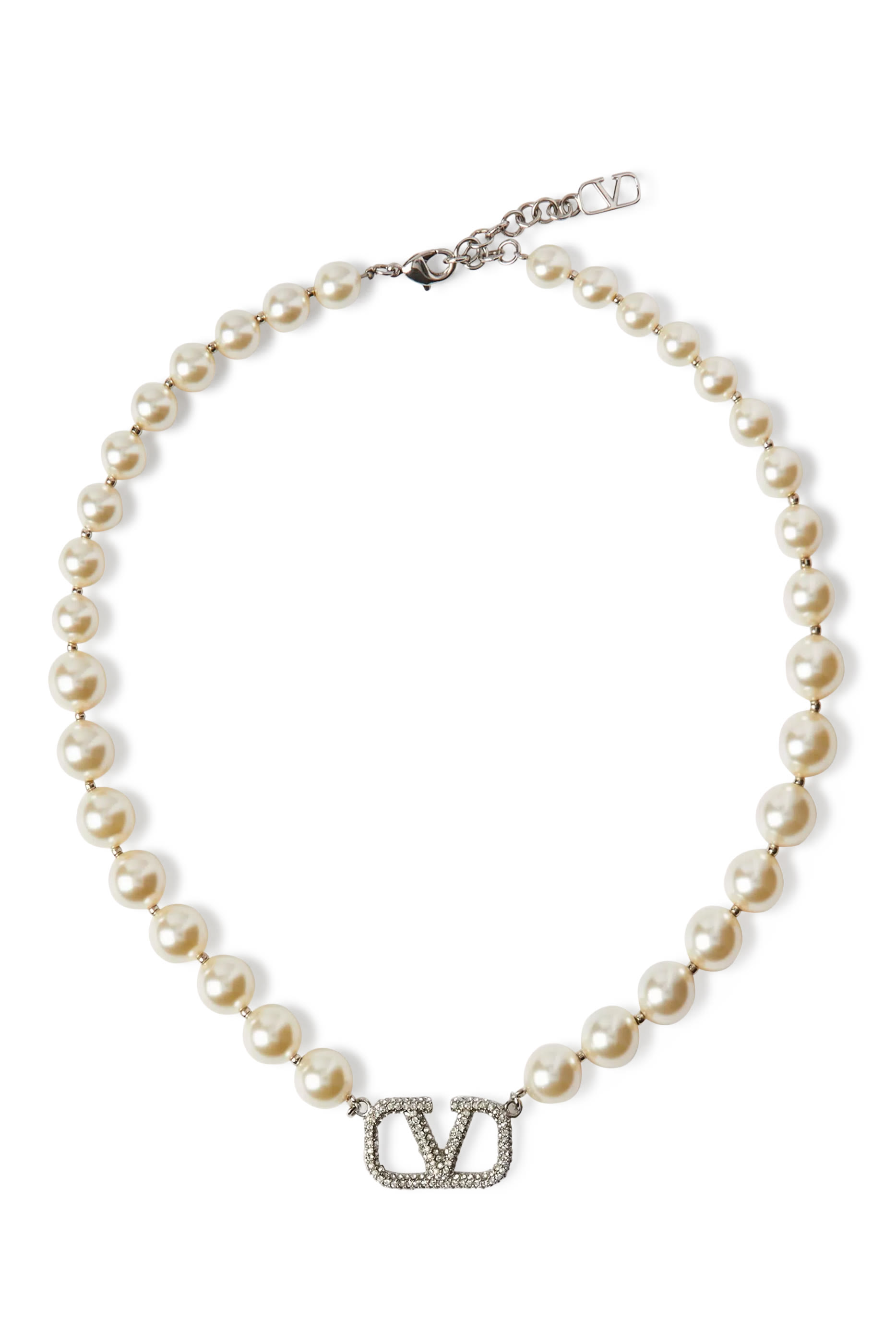 VLogo Signature Necklace with Pearls and Swarovski&reg; Crystals 