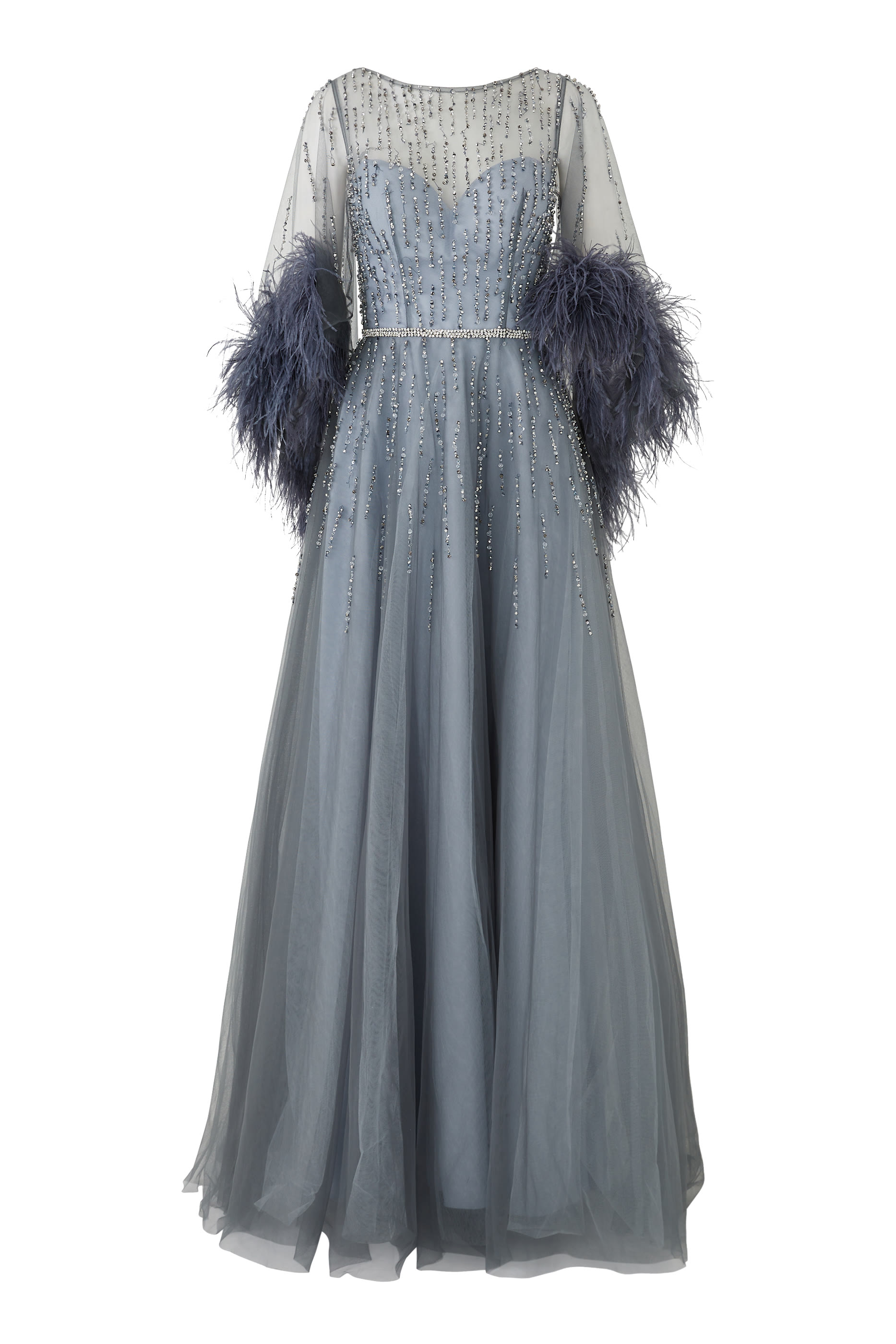 Beaded Feather Embellished Dress