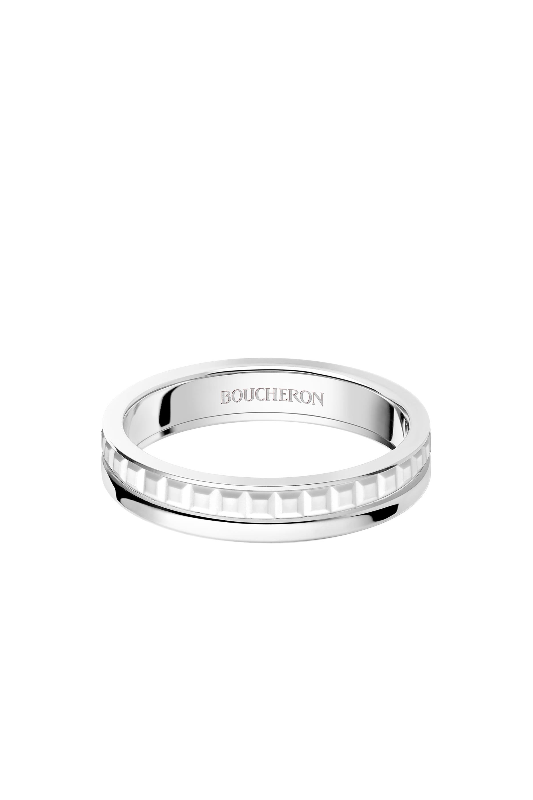 Quatre Double White Edition Wedding Band, 18k White Gold