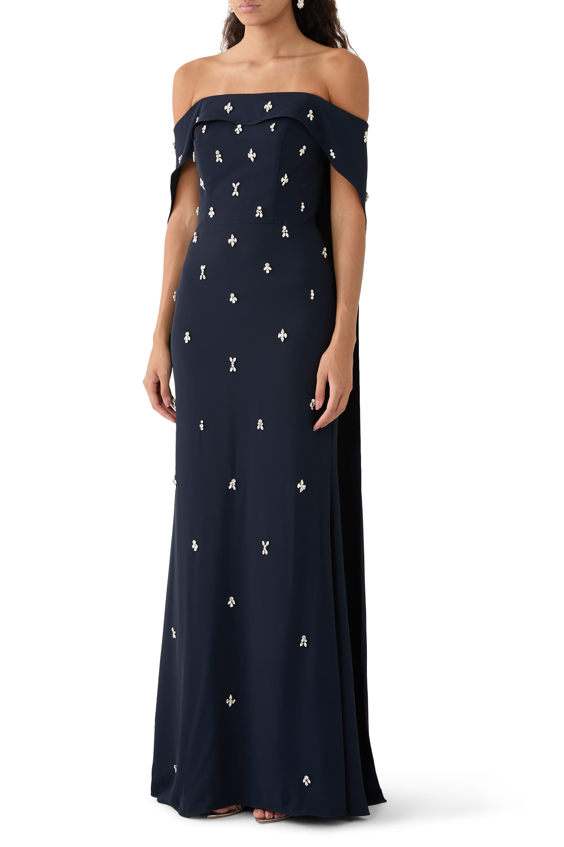 Off the Shoulder Cape Dress